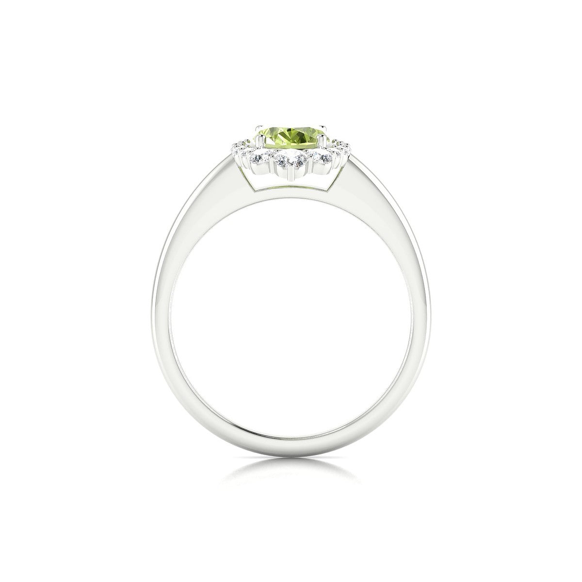 Romance | 18k White Gold 8 x 6 mm Oval Peridot Ring