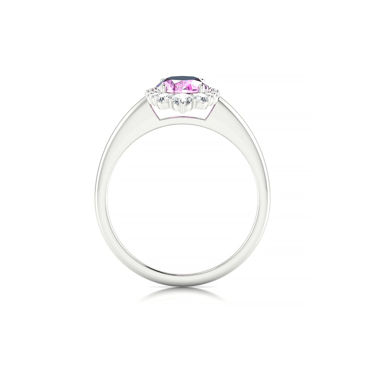 Romance | 18k White Gold 8 x 6 mm Oval Pink Sapphire Ring