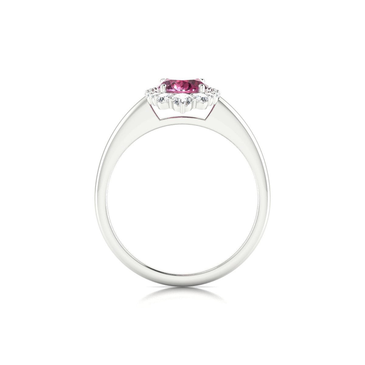 Romance | 18k White Gold 8 x 6 mm Oval Rhodolite Ring