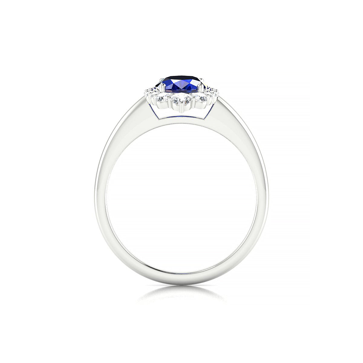 Romance | 18k White Gold 8 x 6 mm Oval Sapphire Ring