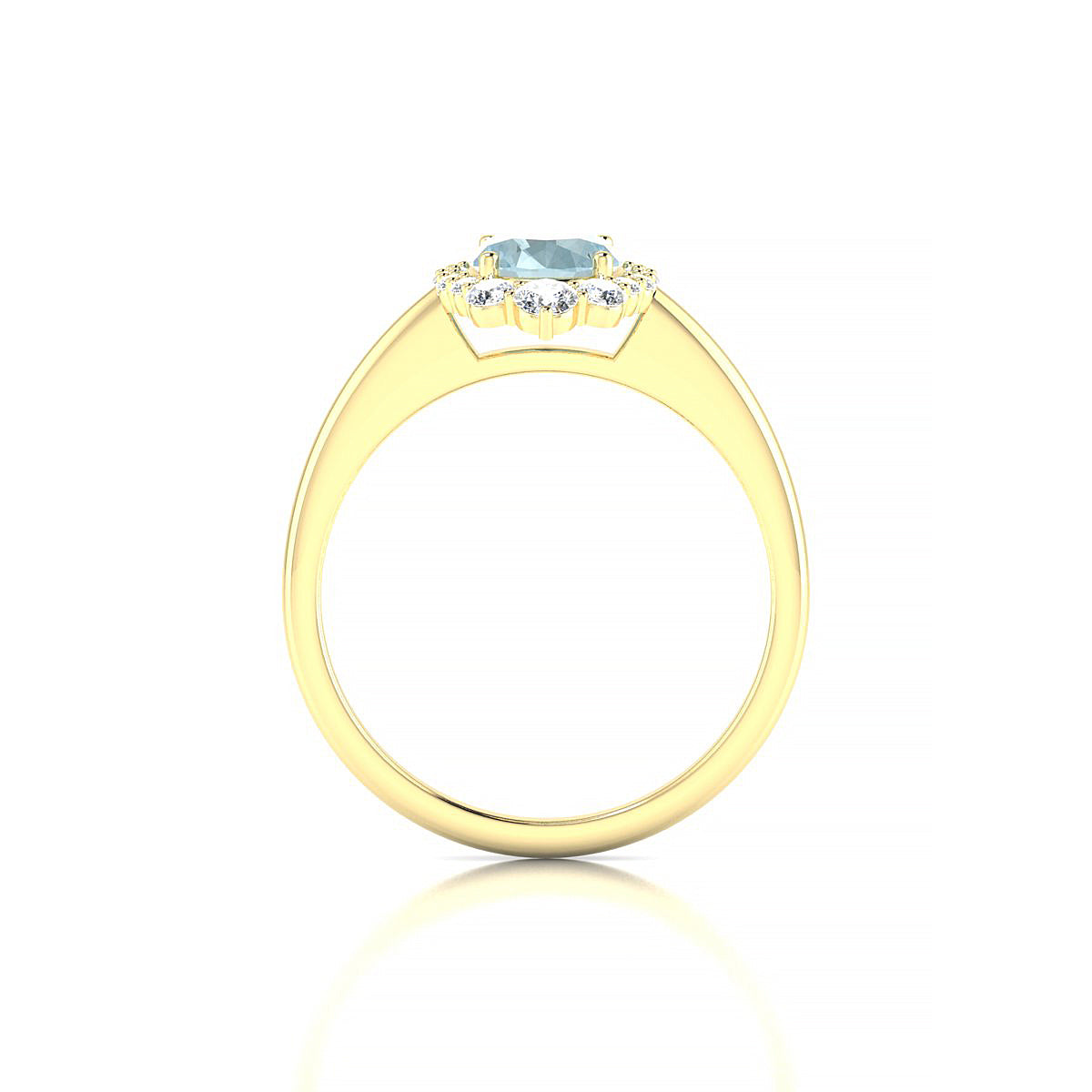 Romance | 18k Yellow Gold 8 x 6 mm Oval Aquamarine Ring