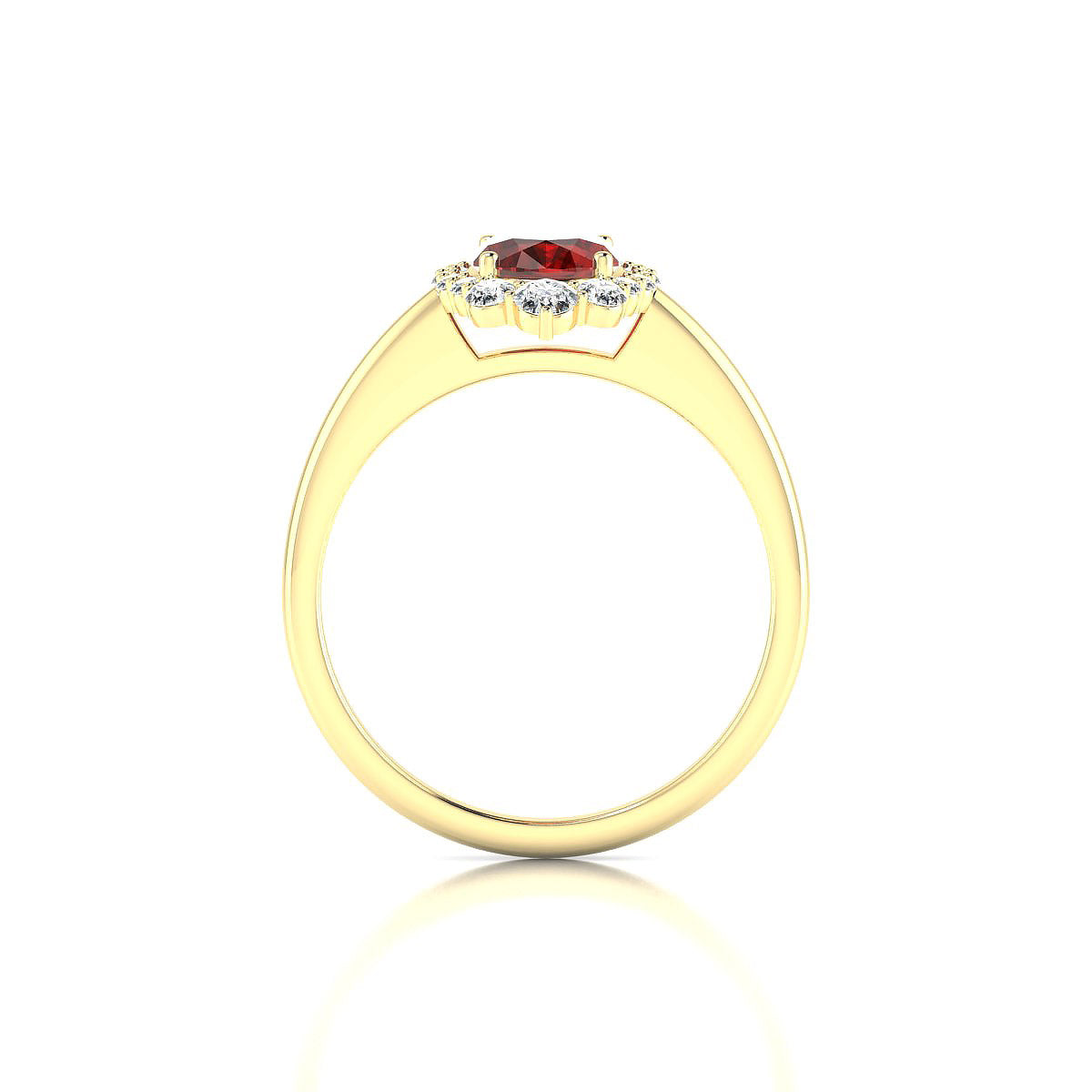 Romance | 18k Yellow Gold 8 x 6 mm Oval Garnet Ring
