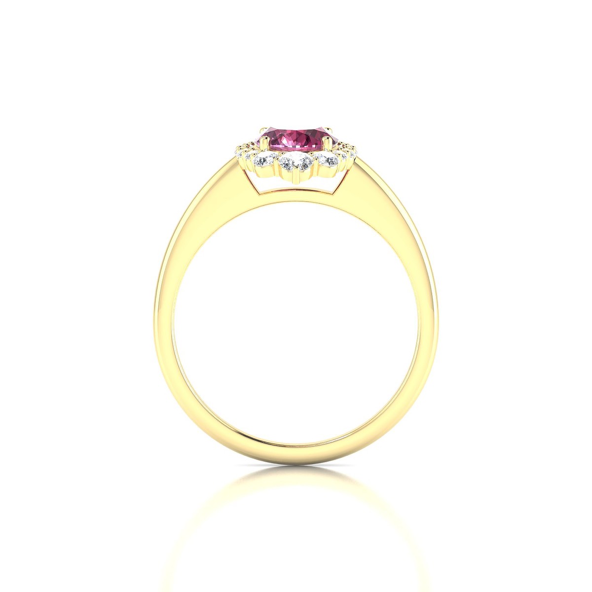 Romance | 18k Yellow Gold 8 x 6 mm Oval Rhodolite Ring