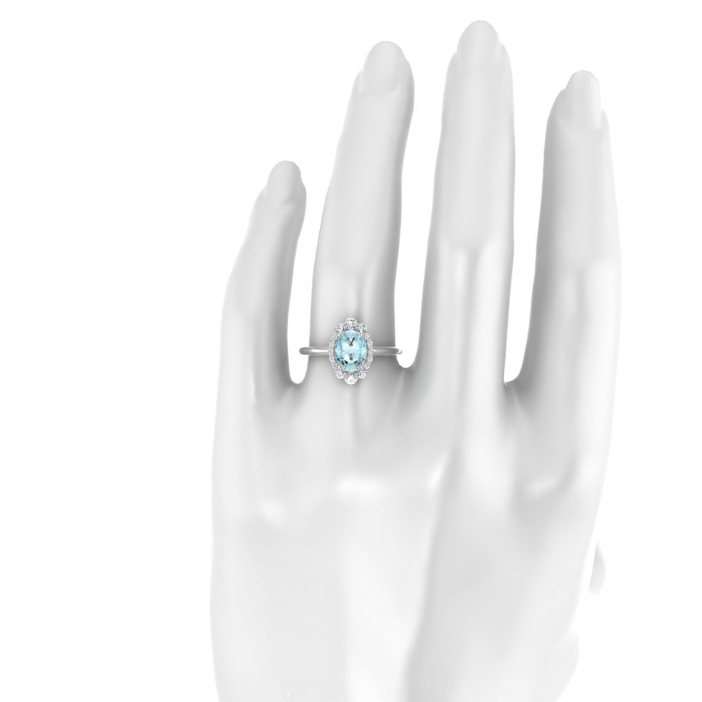 Romance | 18k White Gold 8 x 6 mm Oval Aquamarine Ring