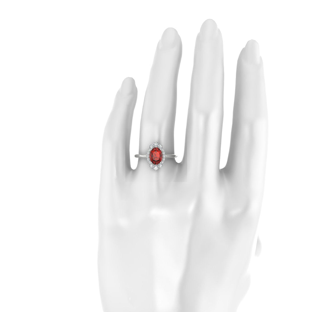 Romance | 18k White Gold 8 x 6 mm Oval Garnet Ring