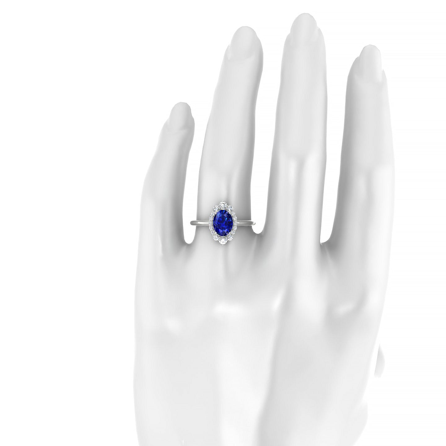 Romance | 18k White Gold 8 x 6 mm Oval Sapphire Ring
