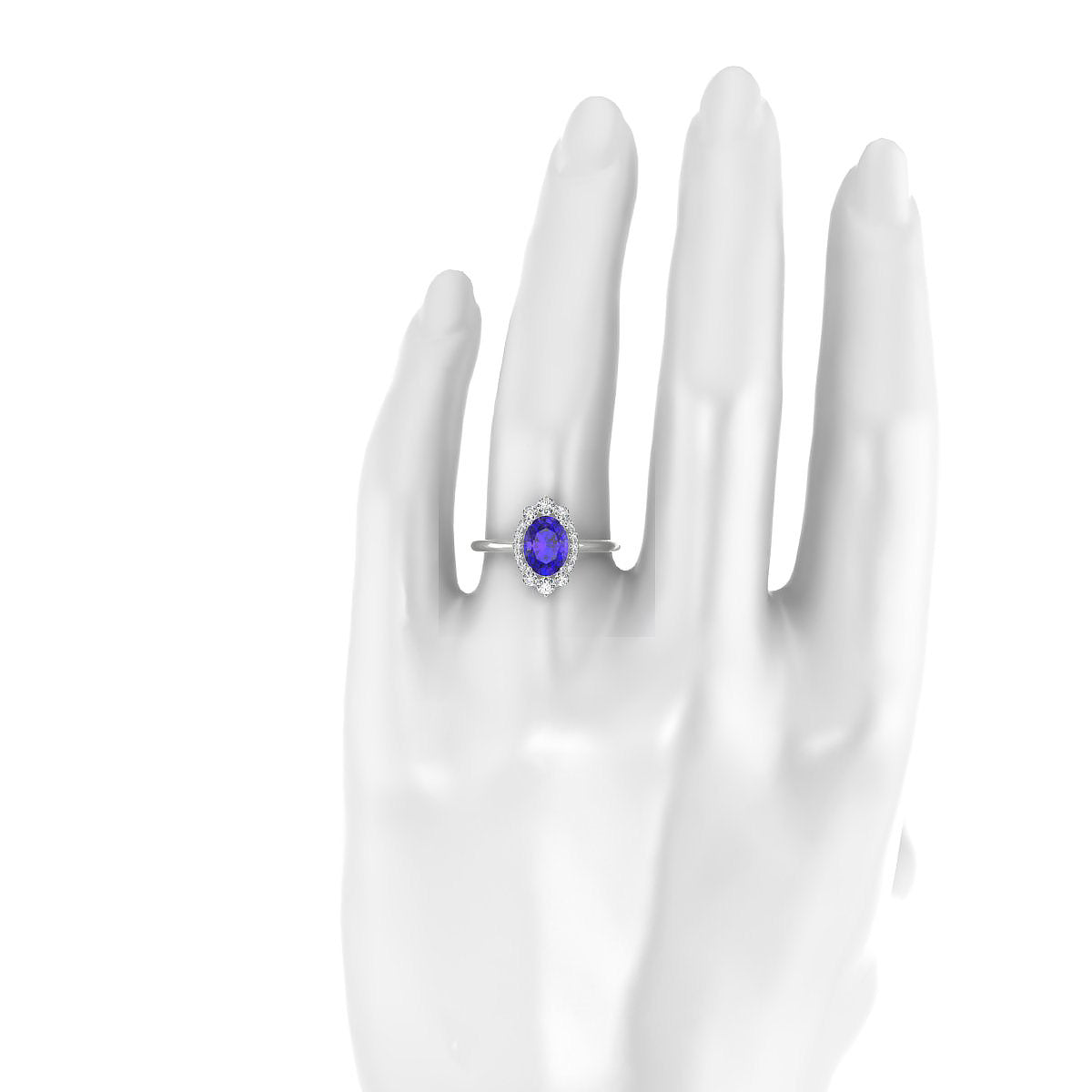 Romance | 18k White Gold 8 x 6 mm Oval Tanzanite Ring