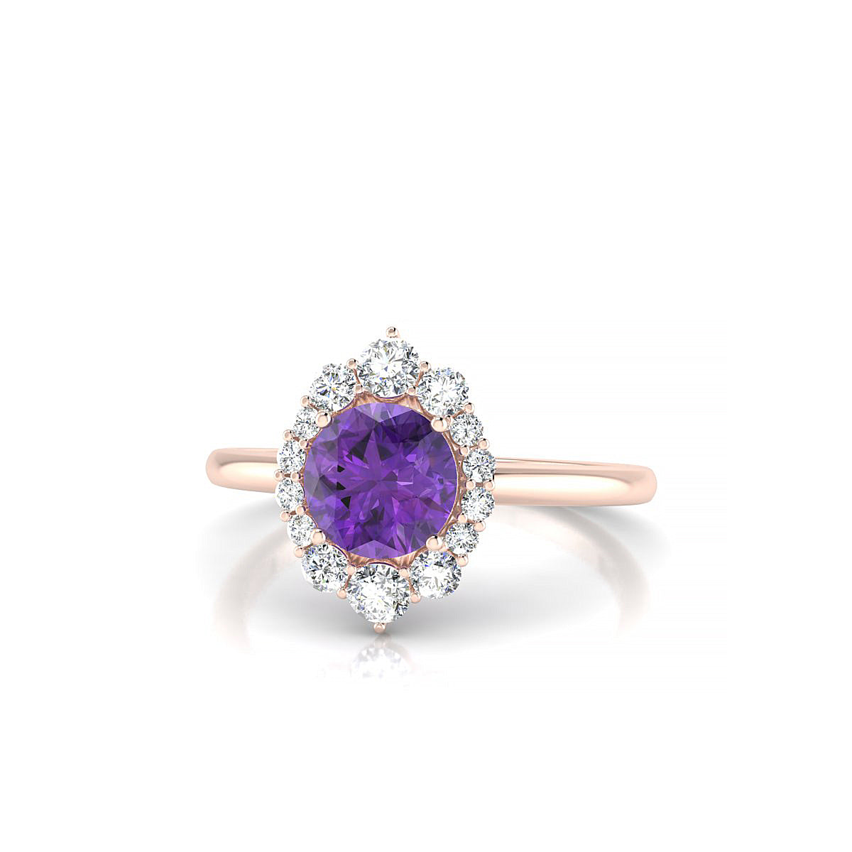 Romance | 18k Rose Gold 6 mm Round Amethyst Ring