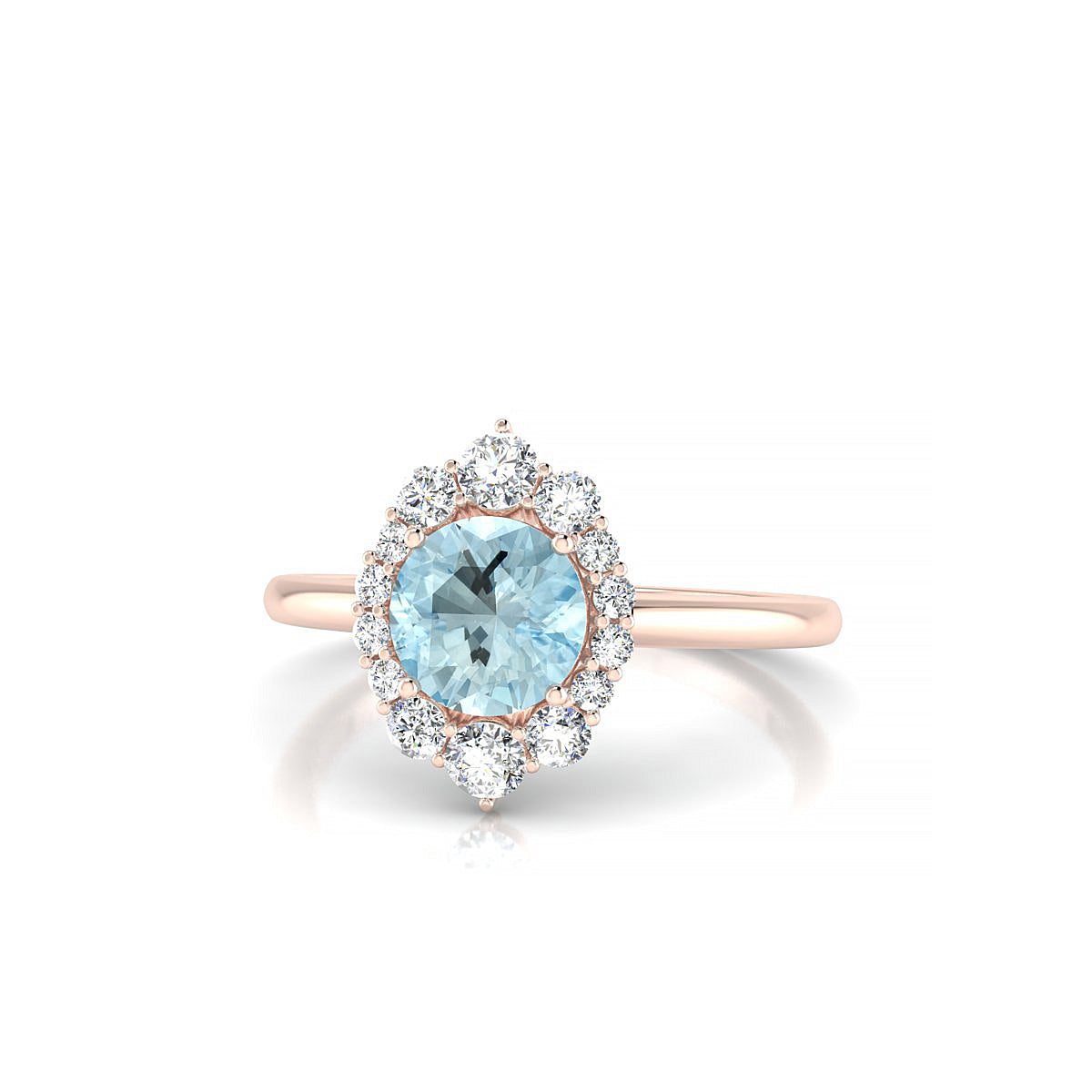 Romance | 18k Rose Gold 6 mm Round Aquamarine Ring