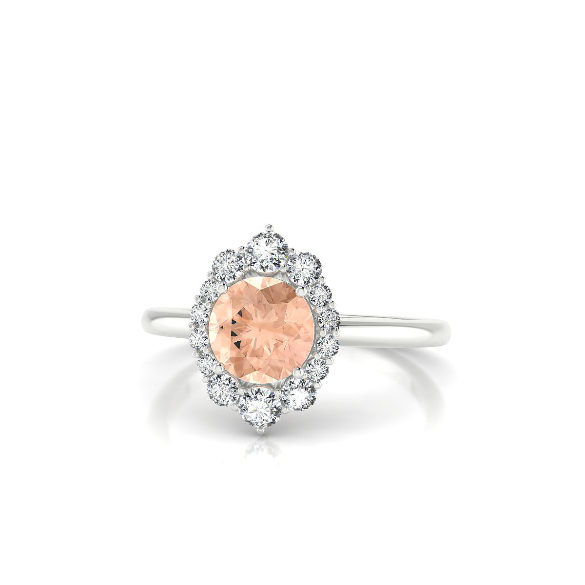 Romance | 18k White Gold 6 mm Round Morganite Ring