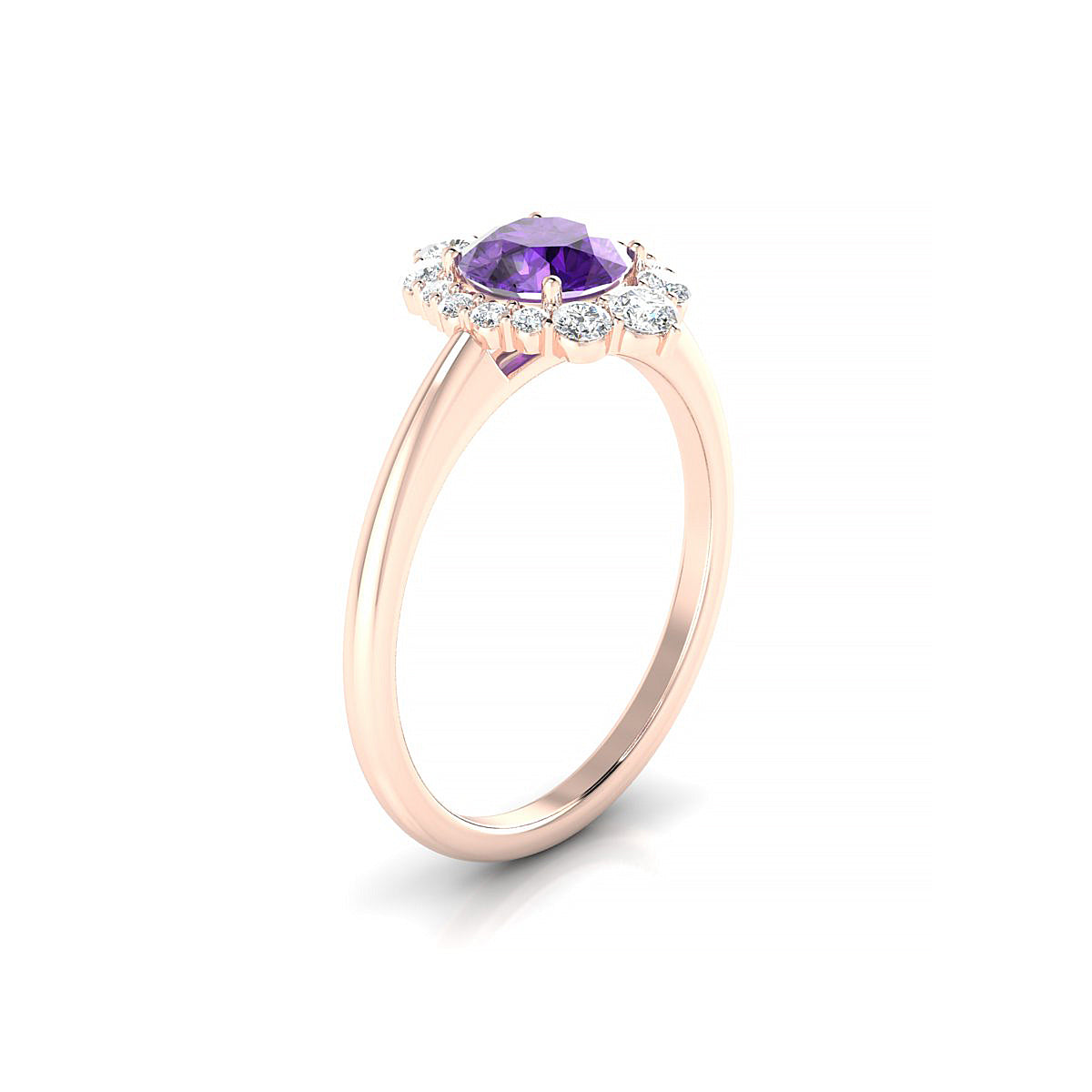 Romance | 18k Rose Gold 6 mm Round Amethyst Ring