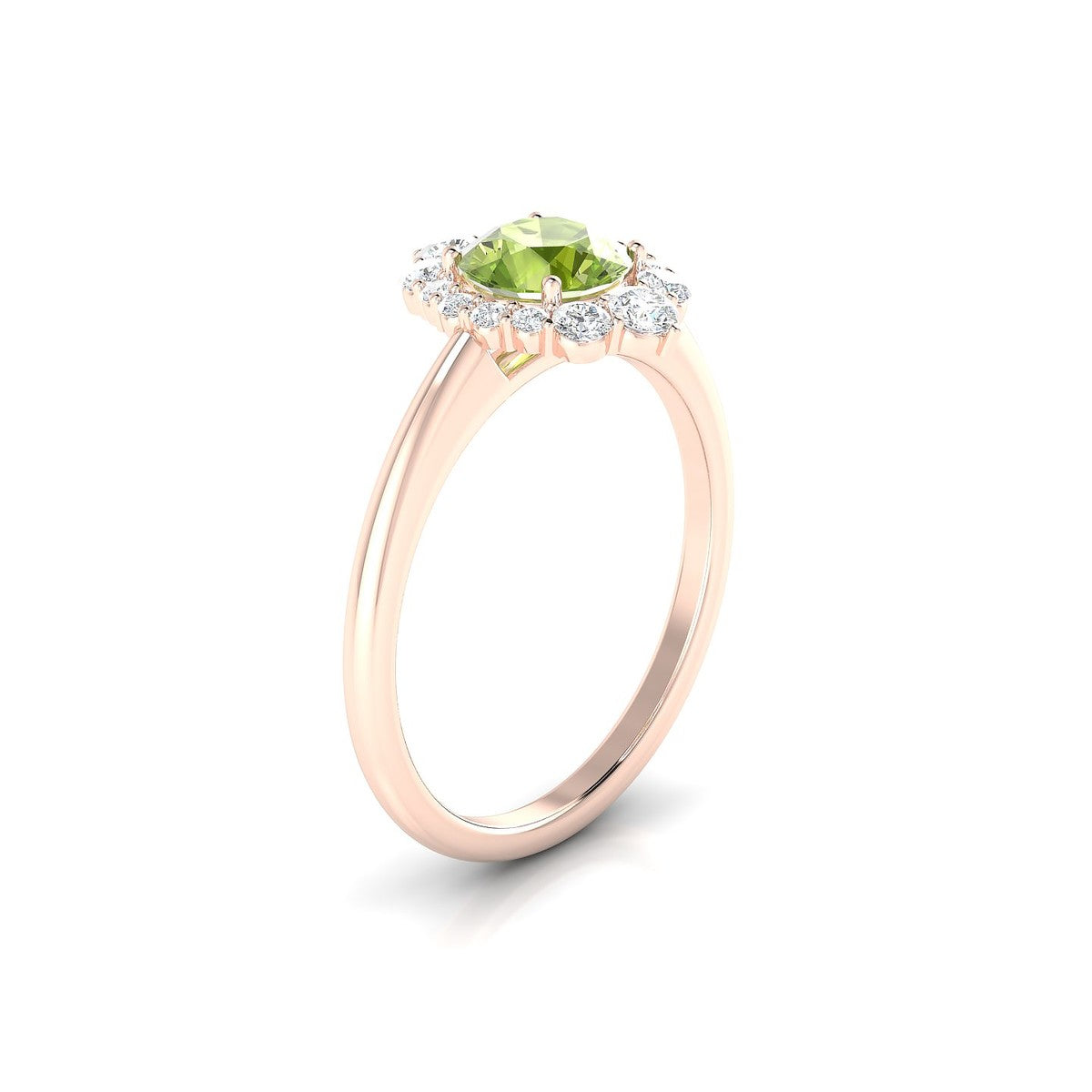 Romance | 18k Rose Gold 6 mm Round Peridot Ring
