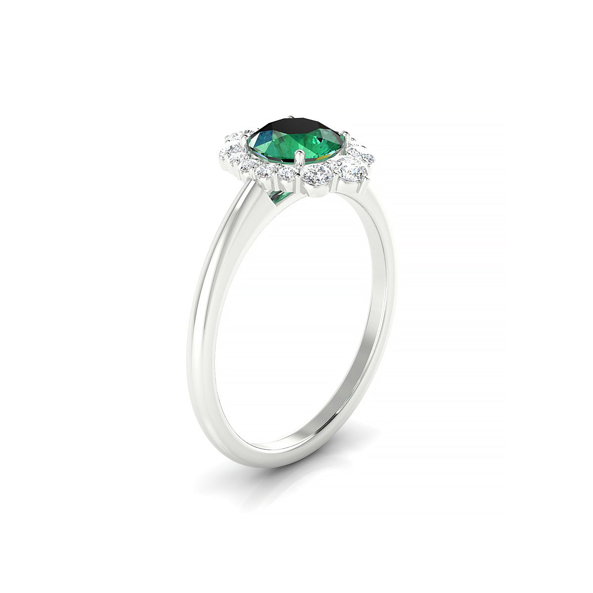 Romance | 18k White Gold 6 mm Round Emerald Ring