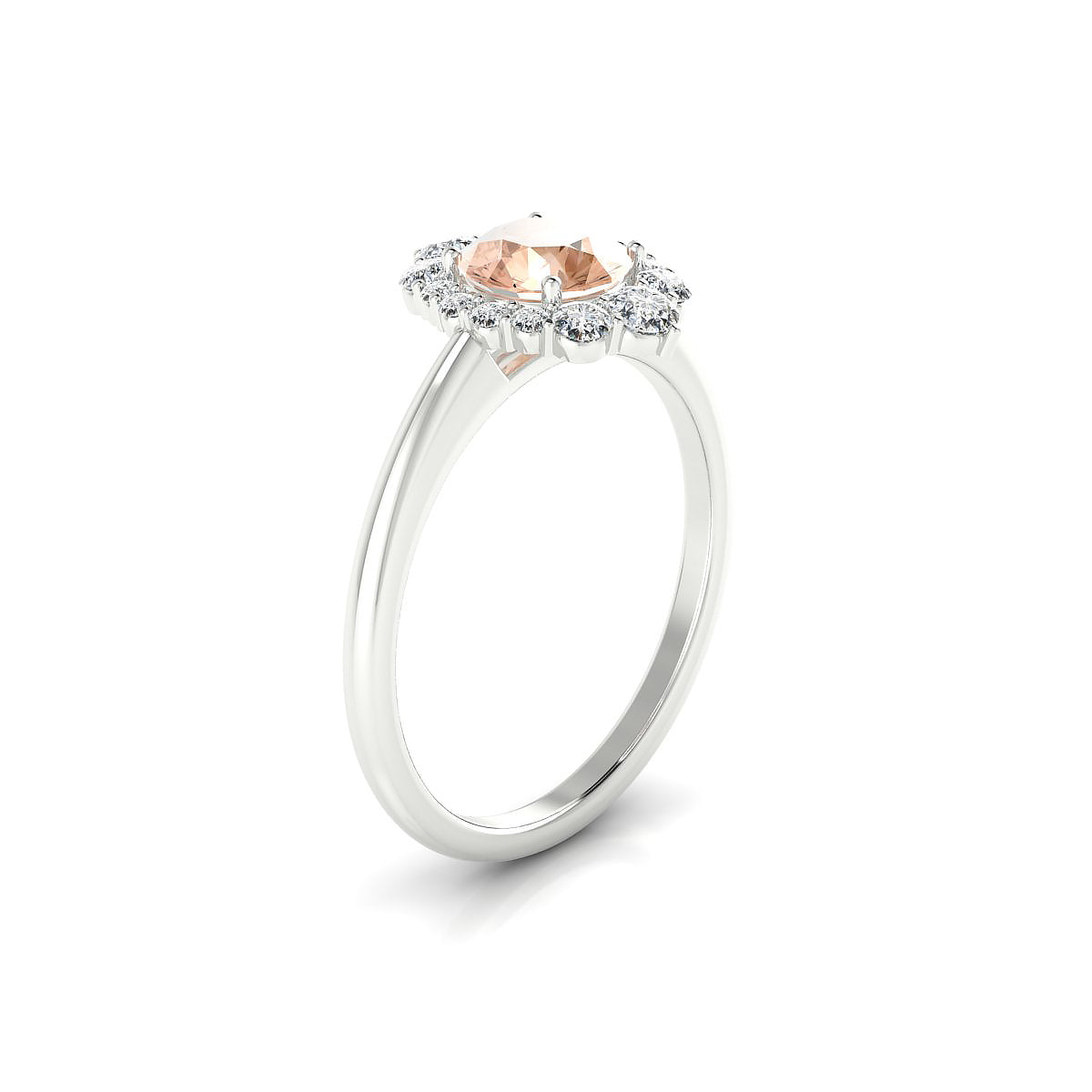Romance | 18k White Gold 6 mm Round Morganite Ring