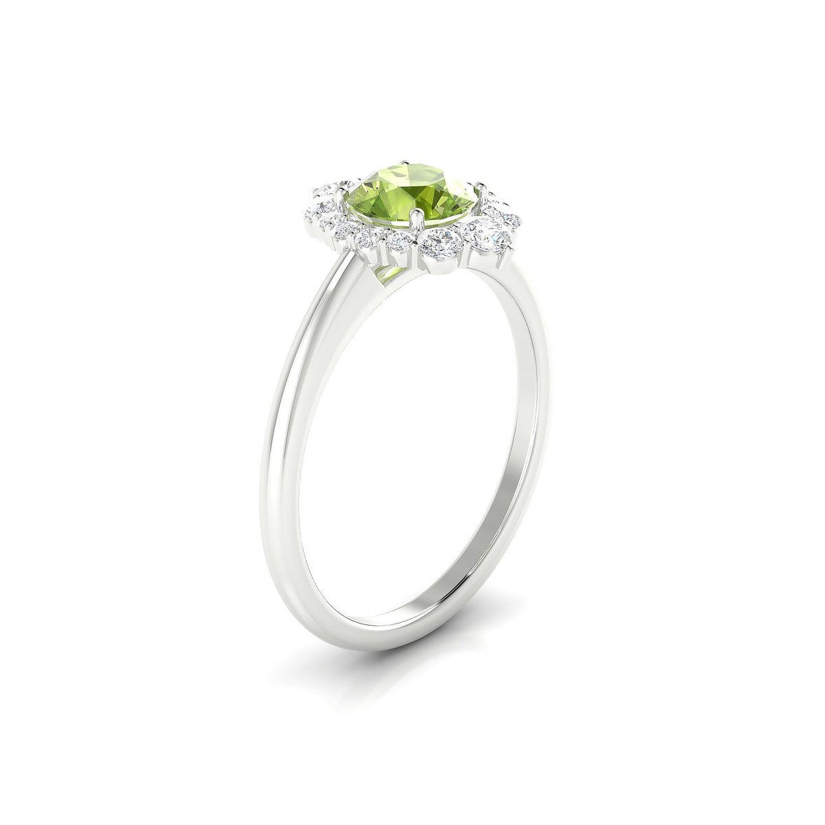 Romance | 18k White Gold 6 mm Round Peridot Ring