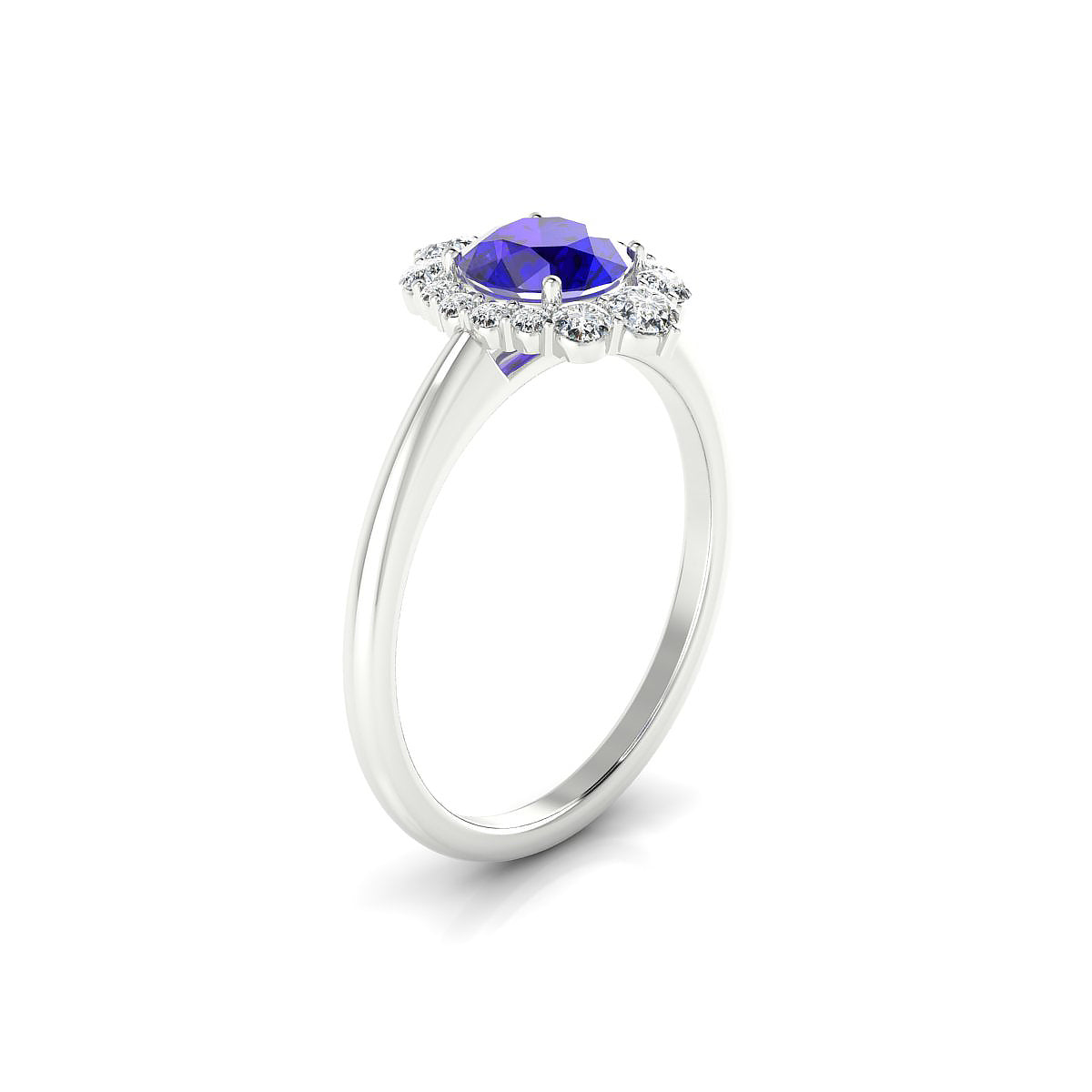 Romance | 18k White Gold 6 mm Round Tanzanite Ring