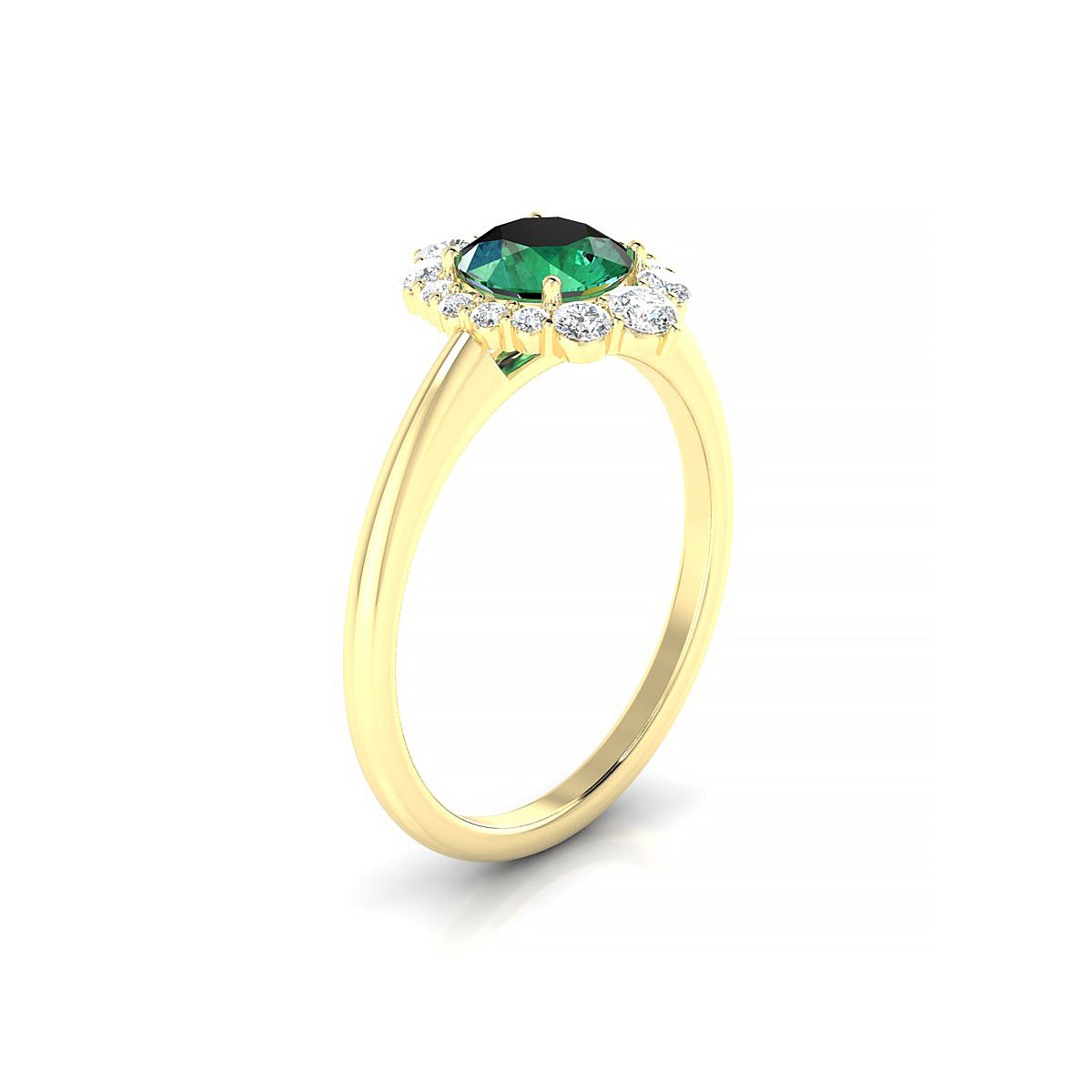 Romance | 18k Yellow Gold 6 mm Round Emerald Ring
