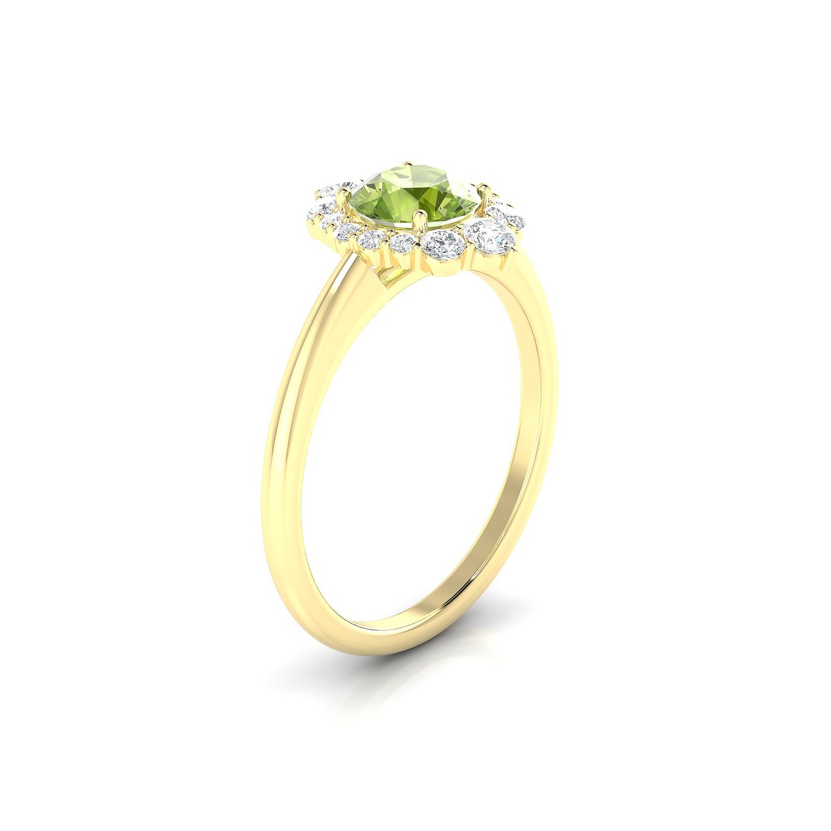 Romance | 18k Yellow Gold 6 mm Round Peridot Ring
