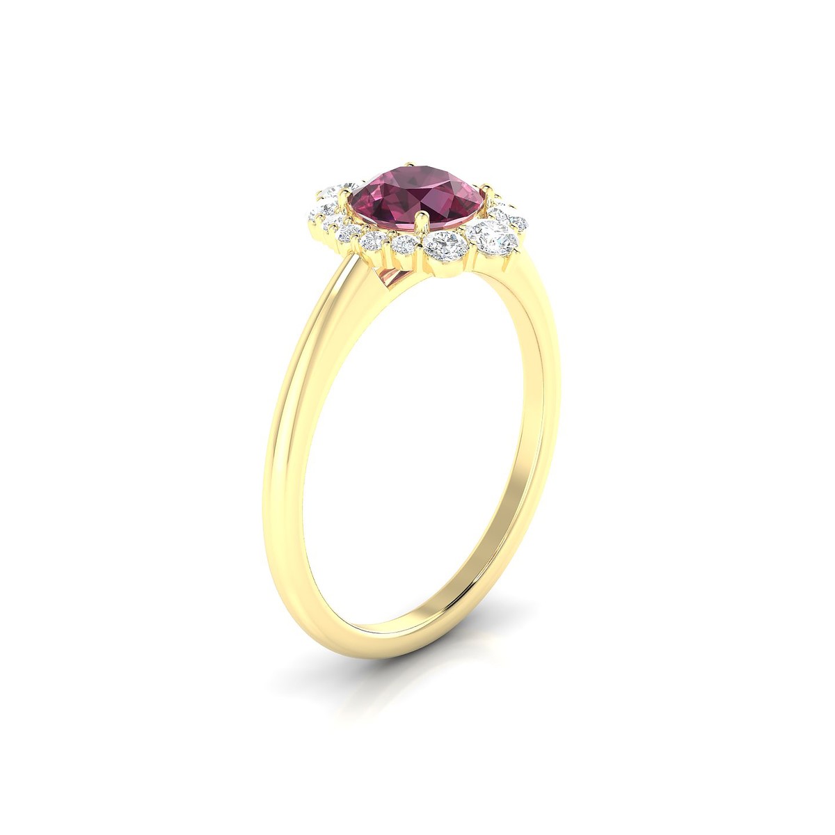 Romance | 18k Yellow Gold 6 mm Round Rhodolite Ring