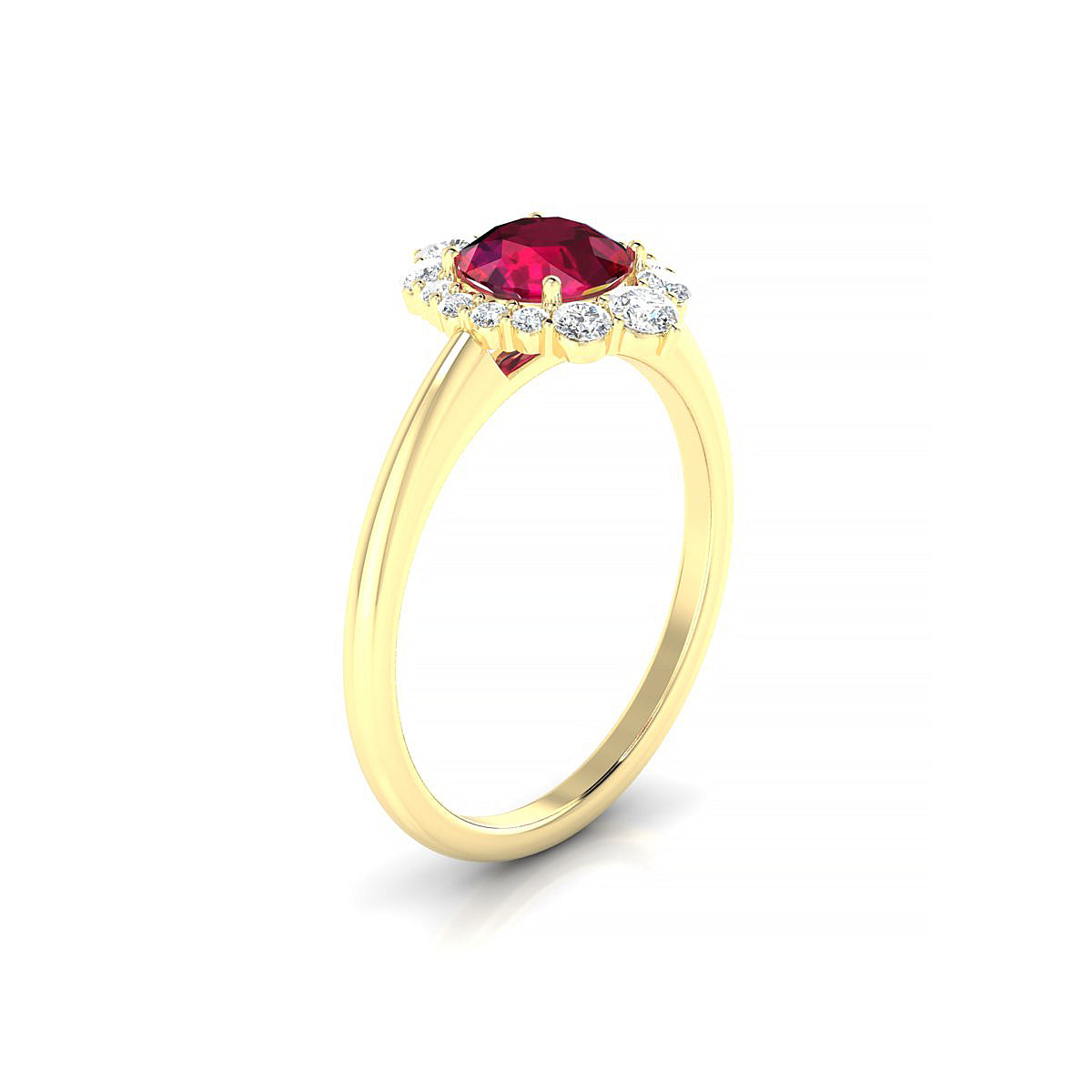 Romance | 18k Yellow Gold 6 mm Round Ruby Ring