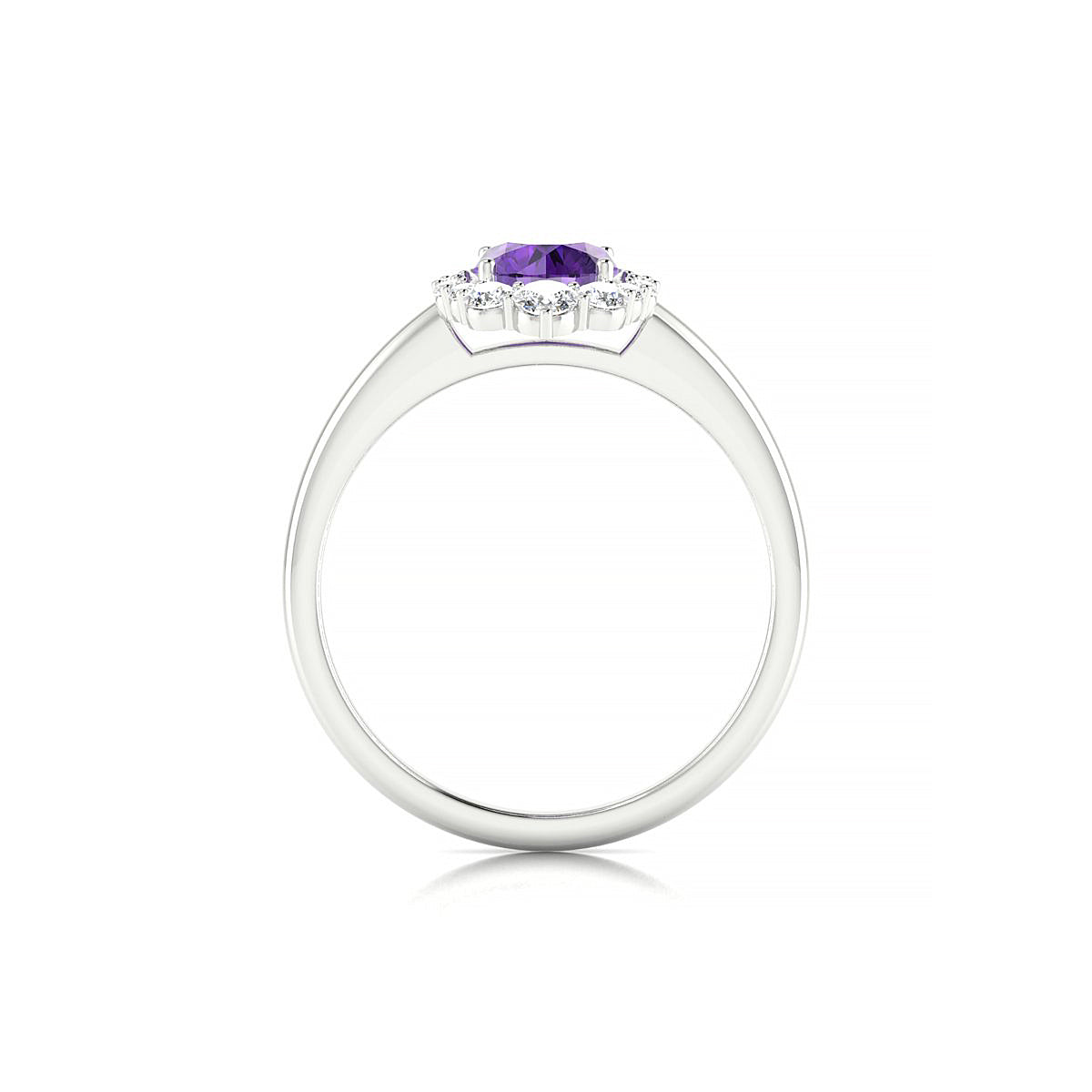 Romance | 18k White Gold 6 mm Round Amethyst Ring