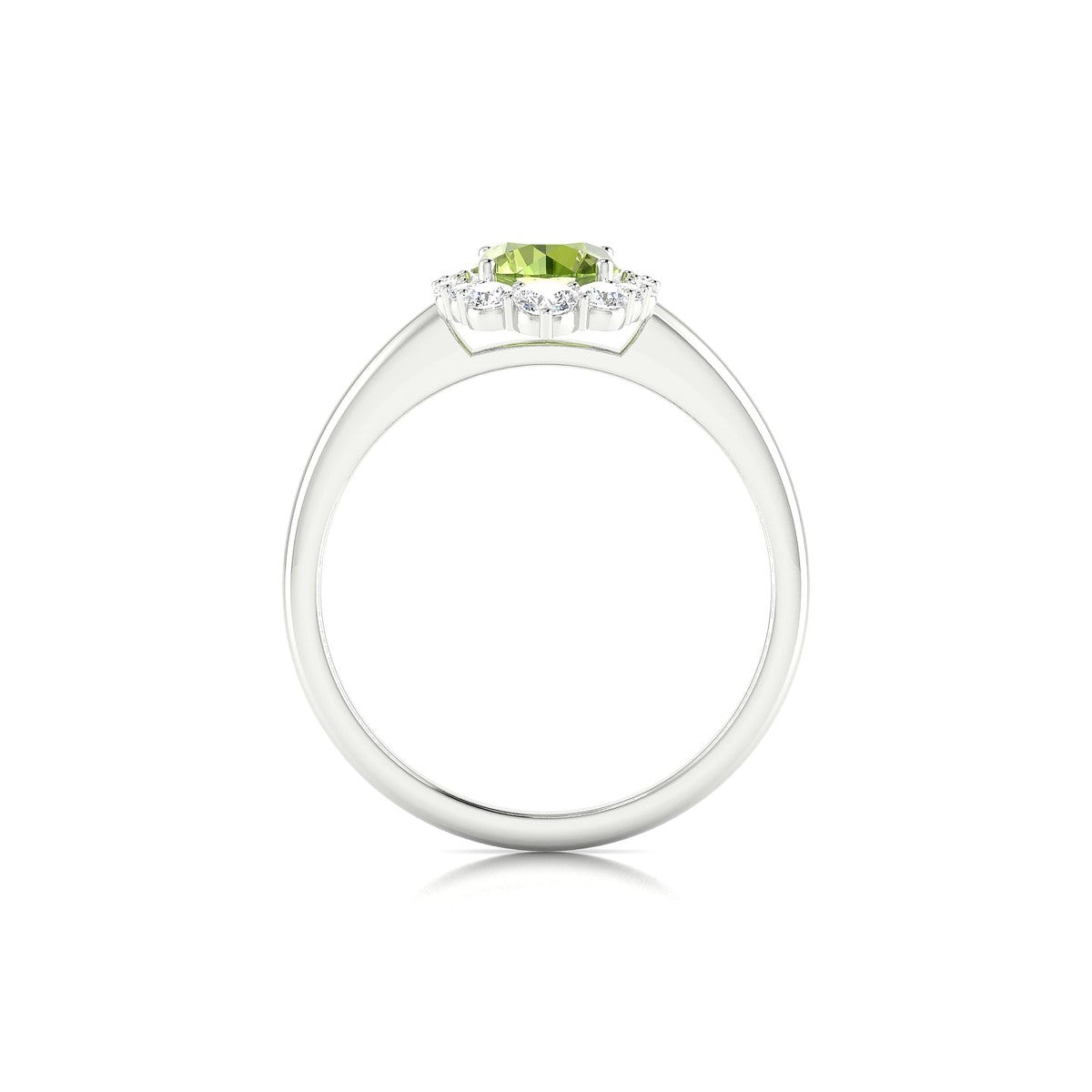Romance | 18k White Gold 6 mm Round Peridot Ring