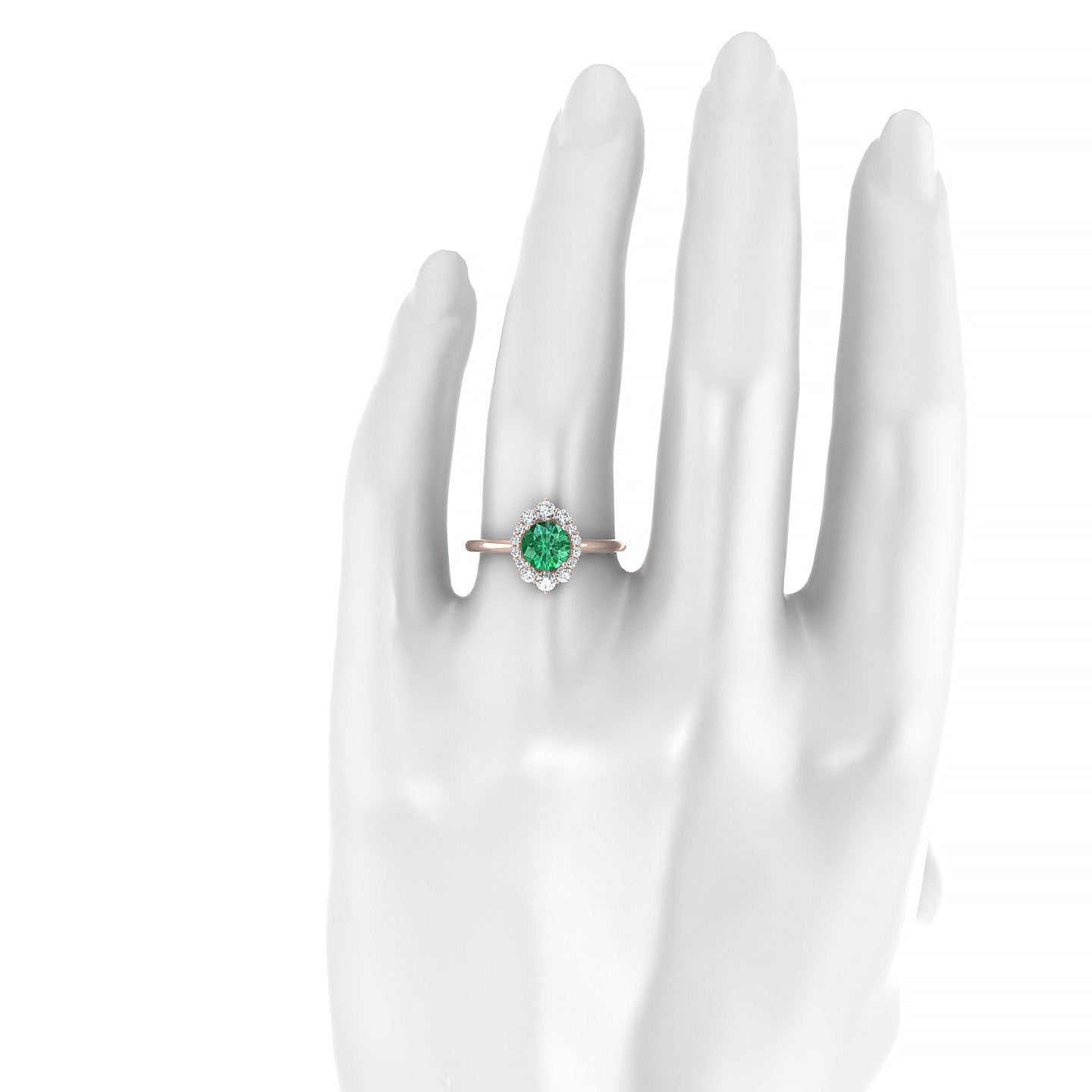 Romance | 18k Rose Gold 6 mm Round Emerald Ring