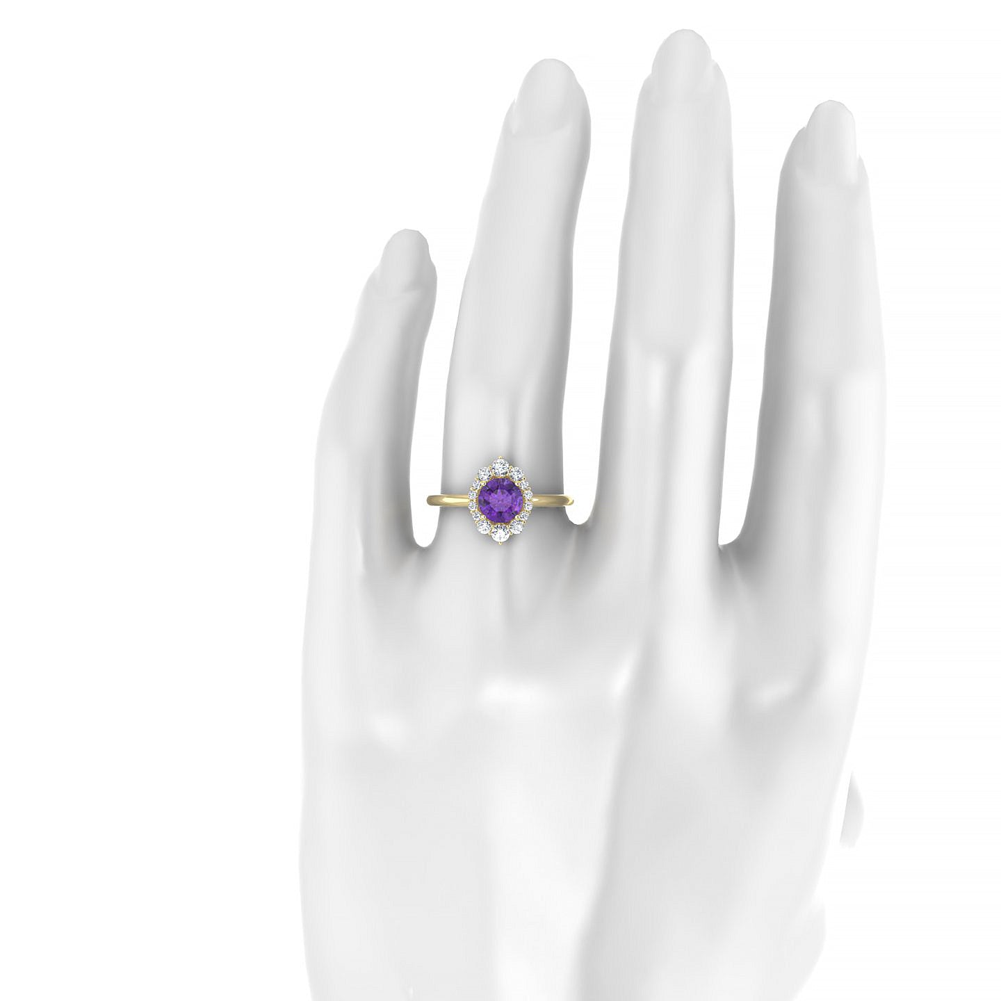 Romance | 18k Yellow Gold 6 mm Round Amethyst Ring