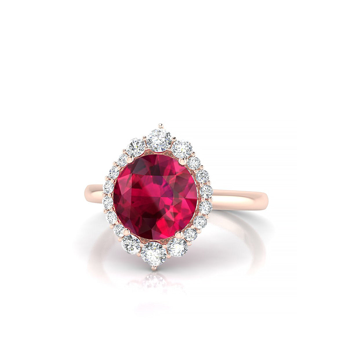 Romance | 18k Rose Gold 8 mm Round Ruby Ring