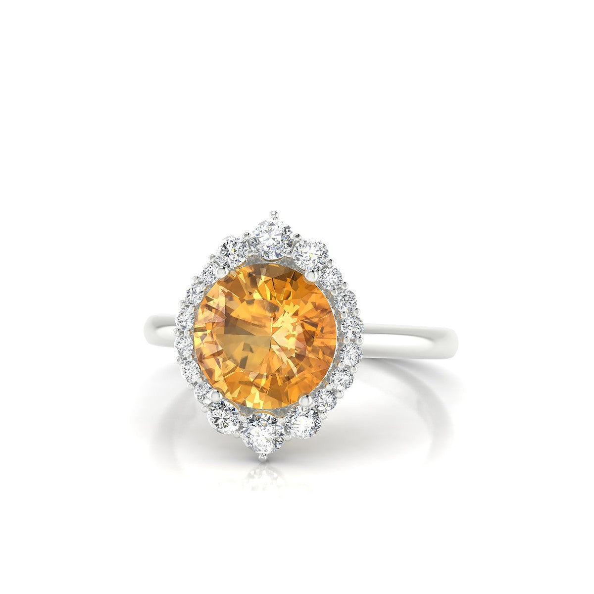 Romance | 18k White Gold 8 mm Round Citrine Ring