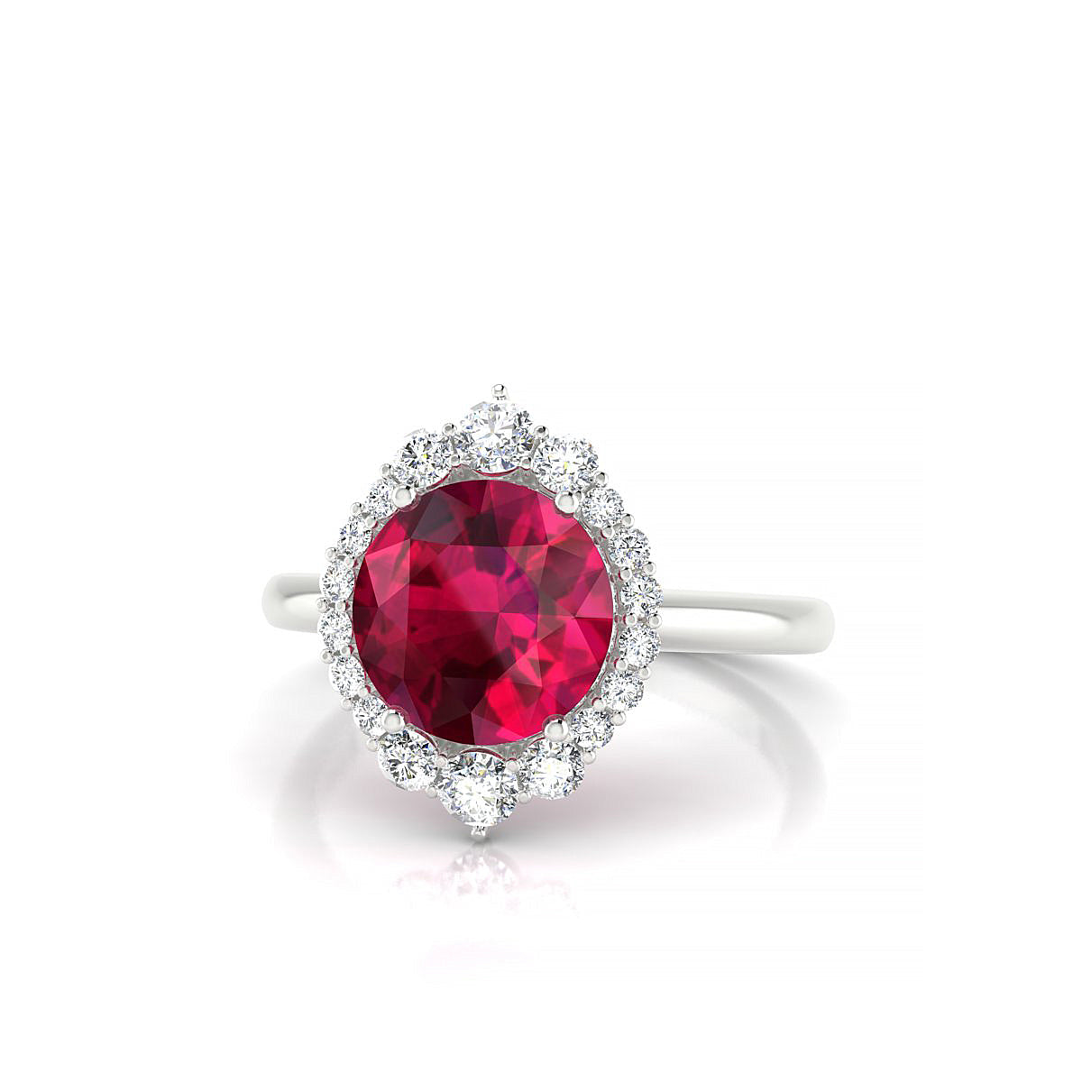 Romance | 18k White Gold 8 mm Round Ruby Ring