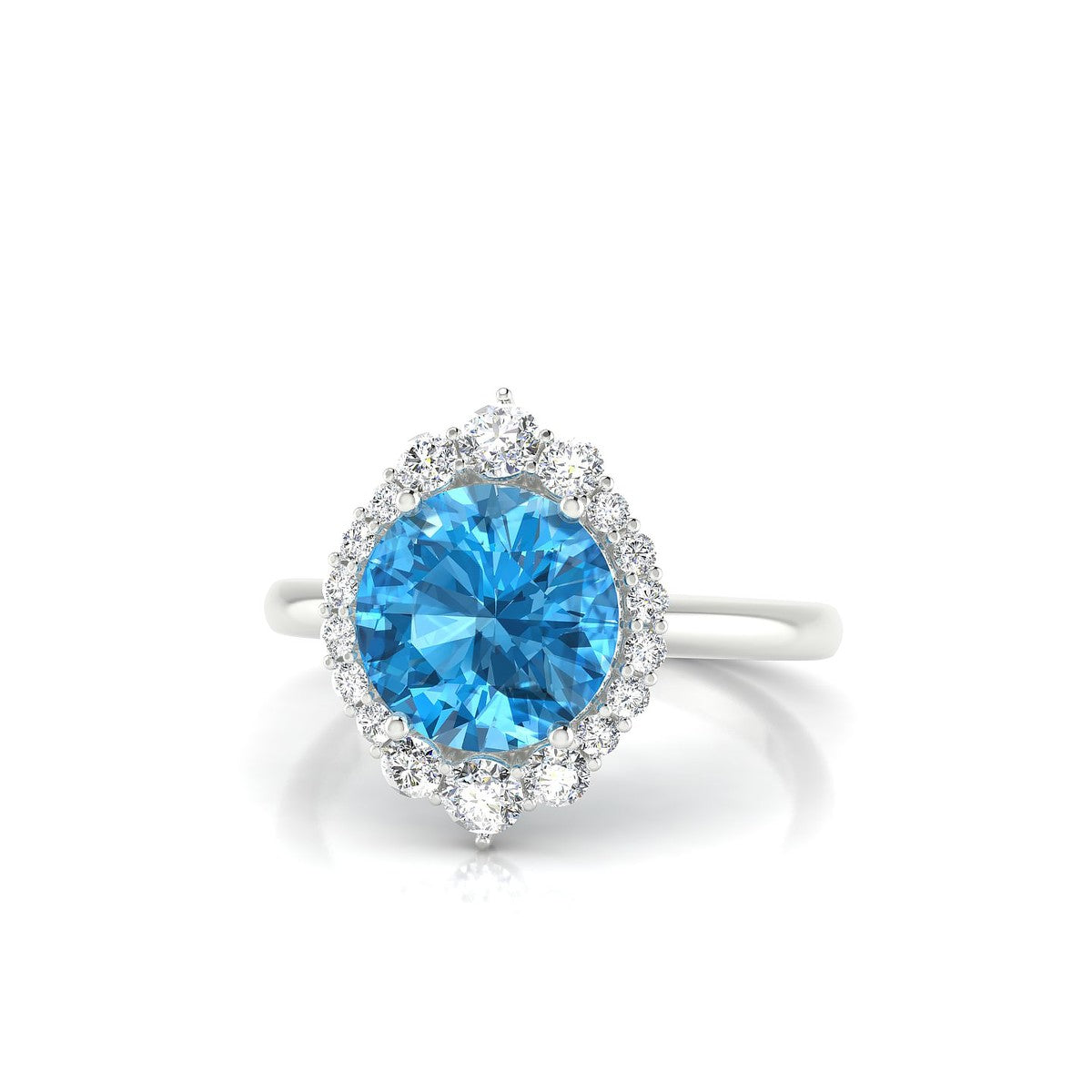 Romance | 18k White Gold 8 mm Round Topaz Ring
