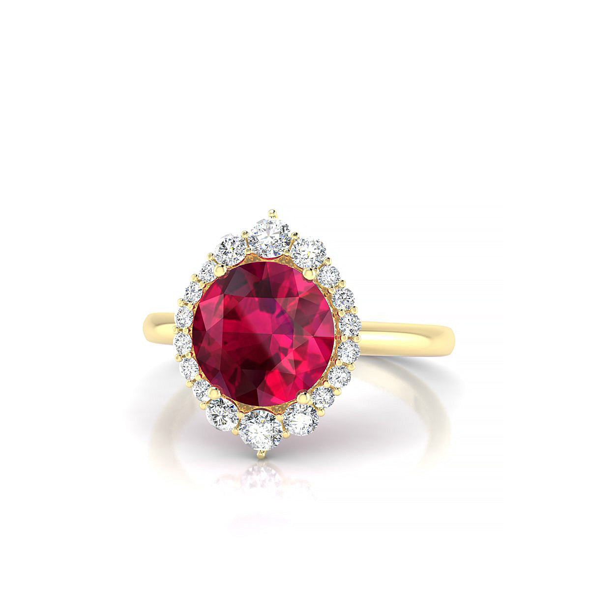 Romance | 18k Yellow Gold 8 mm Round Ruby Ring