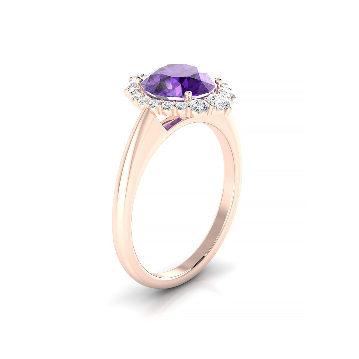 Romance | 18k Rose Gold 8 mm Round Amethyst Ring