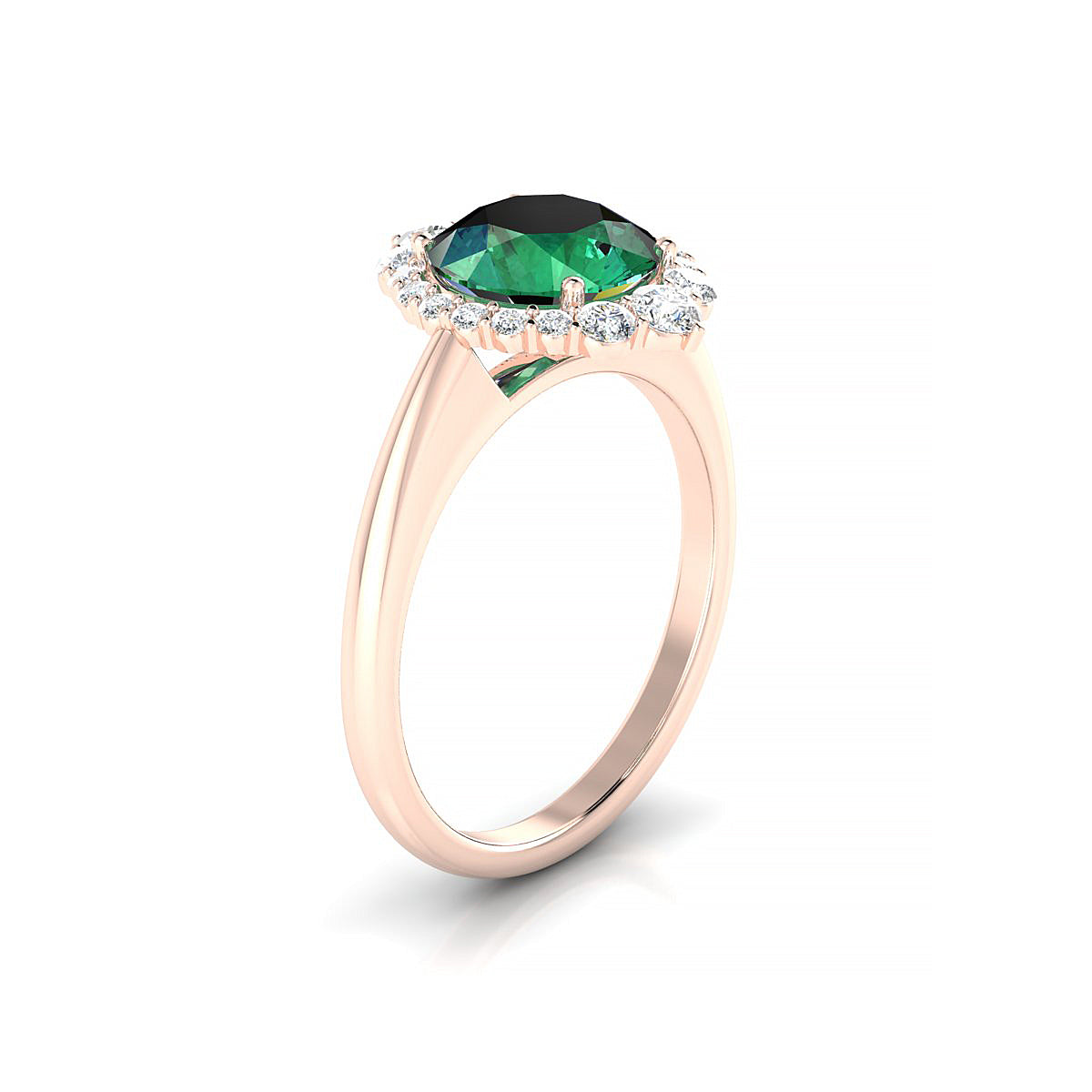 Romance | 18k Rose Gold 8 mm Round Emerald Ring