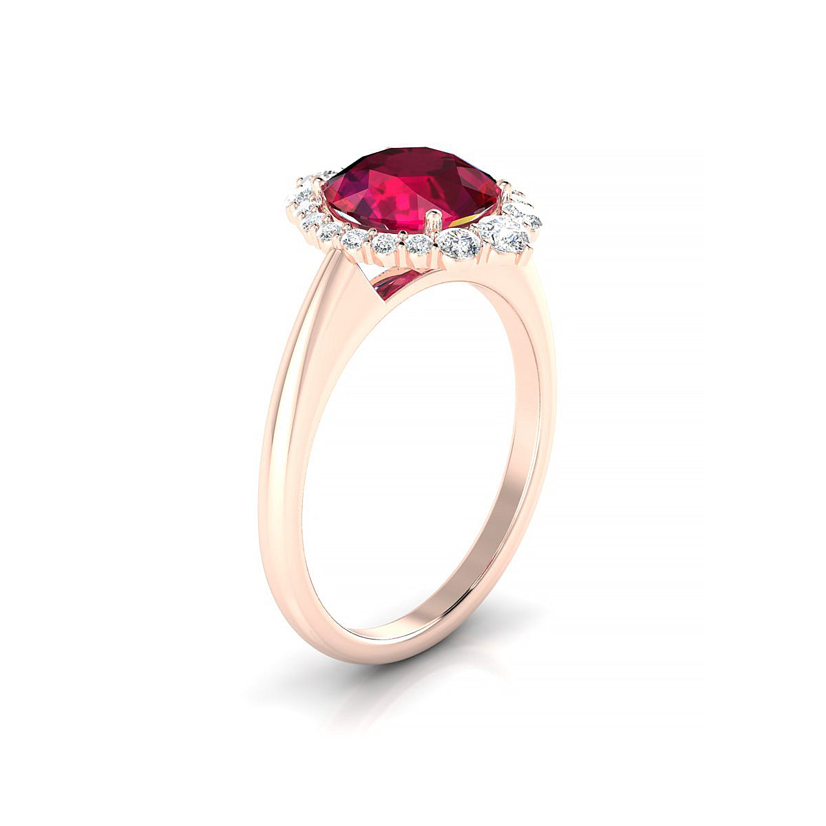 Romance | 18k Rose Gold 8 mm Round Ruby Ring