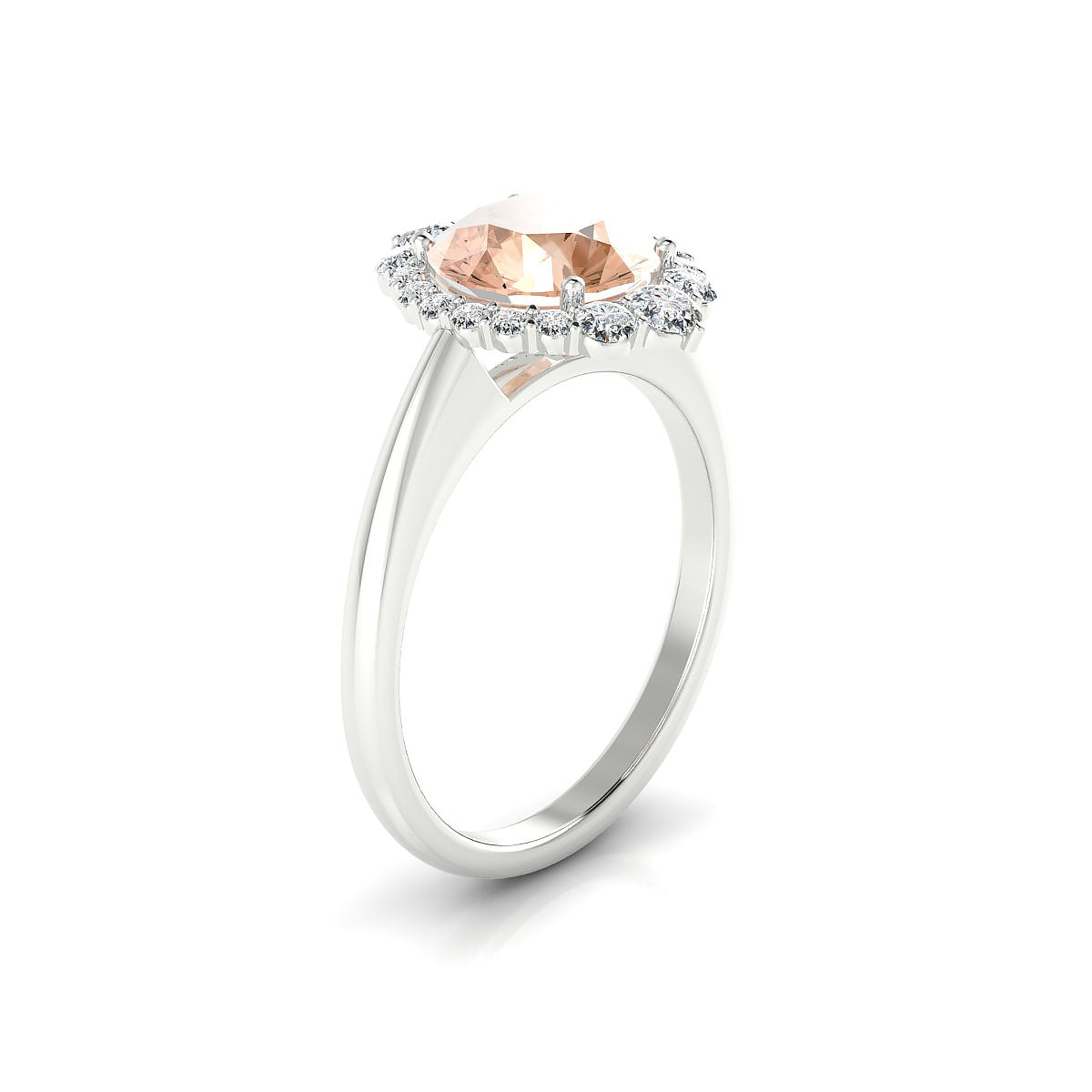 Romance | 18k White Gold 8 mm Round Morganite Ring