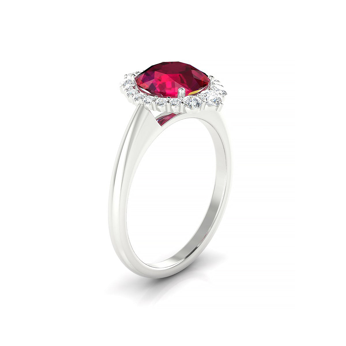 Romance | 18k White Gold 8 mm Round Ruby Ring