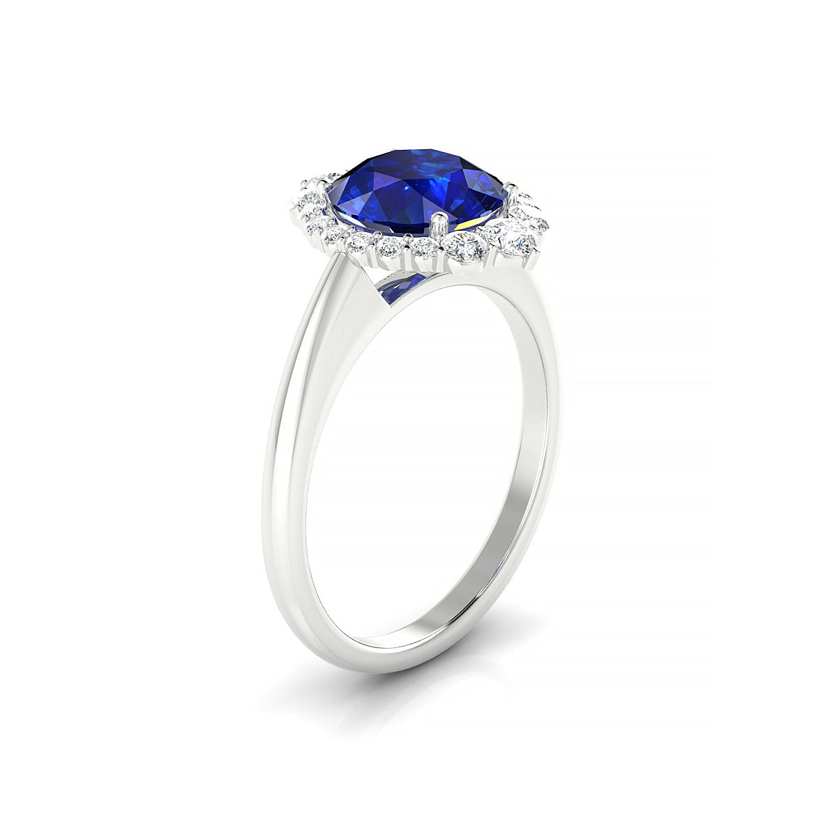 Romance | 18k White Gold 8 mm Round Sapphire Ring