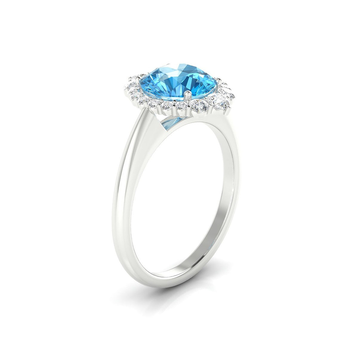 Romance | 18k White Gold 8 mm Round Topaz Ring