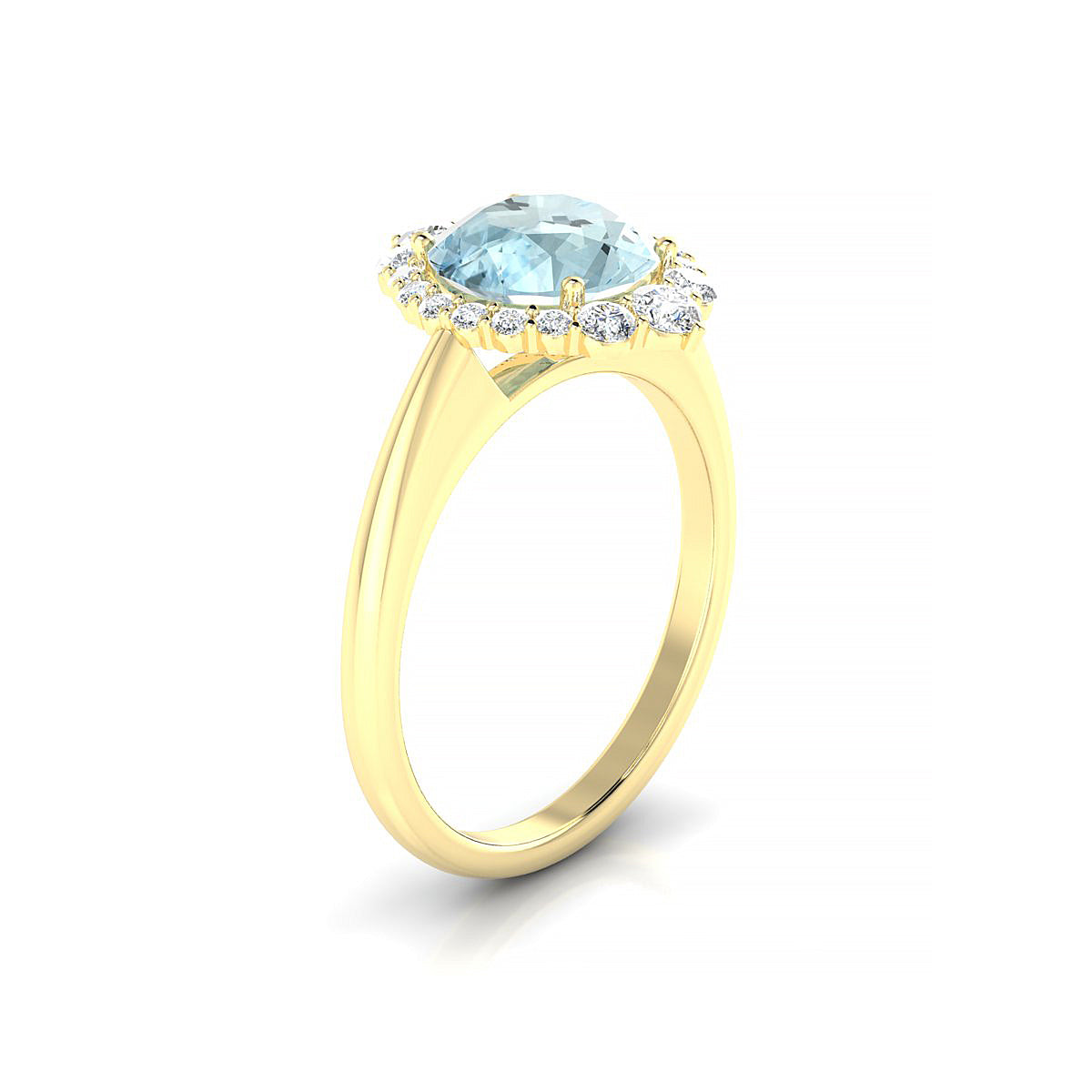 Romance | 18k Yellow Gold 8 mm Round Aquamarine Ring