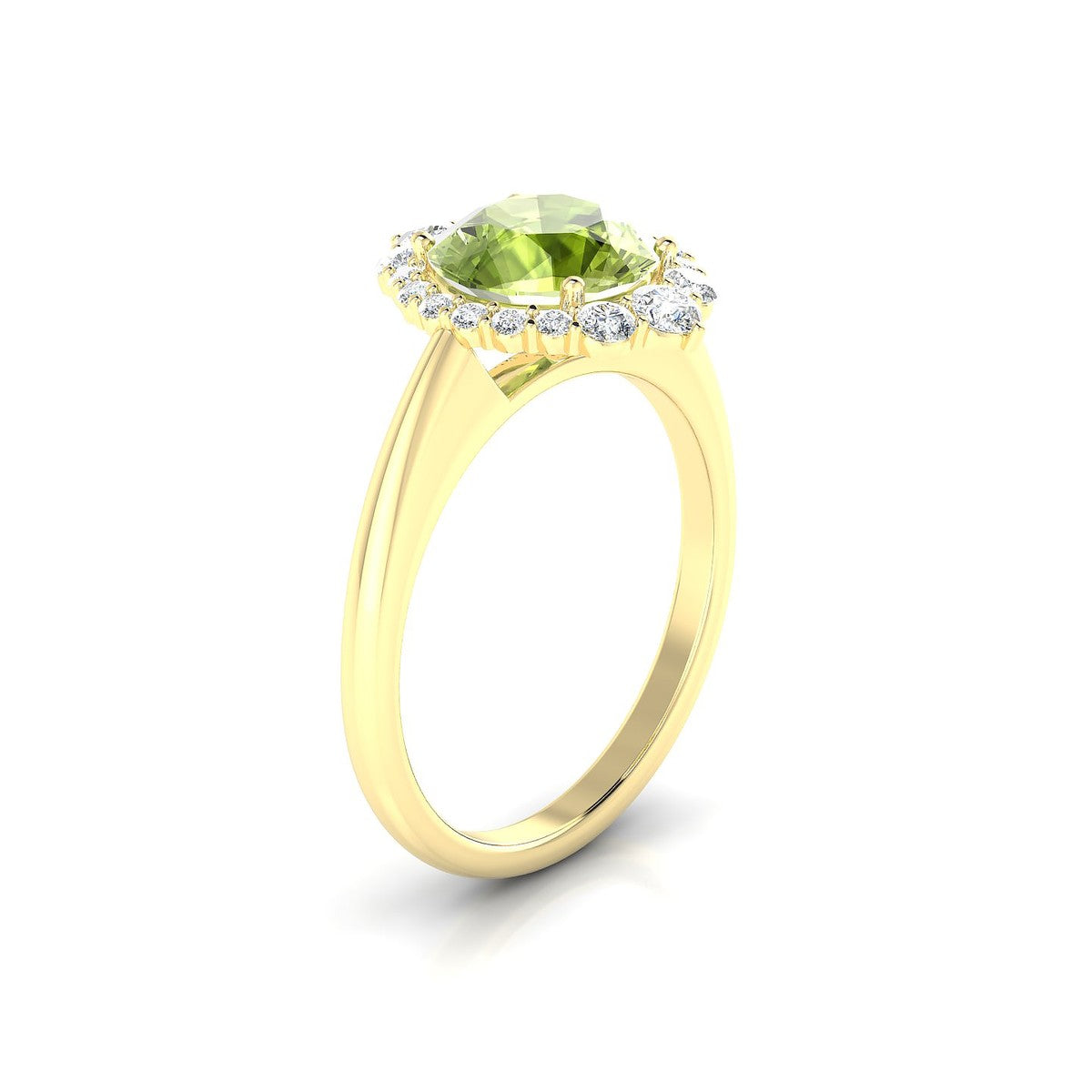 Romance | 18k Yellow Gold 8 mm Round Peridot Ring