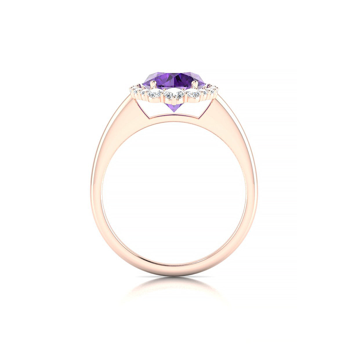 Romance | 18k Rose Gold 8 mm Round Amethyst Ring