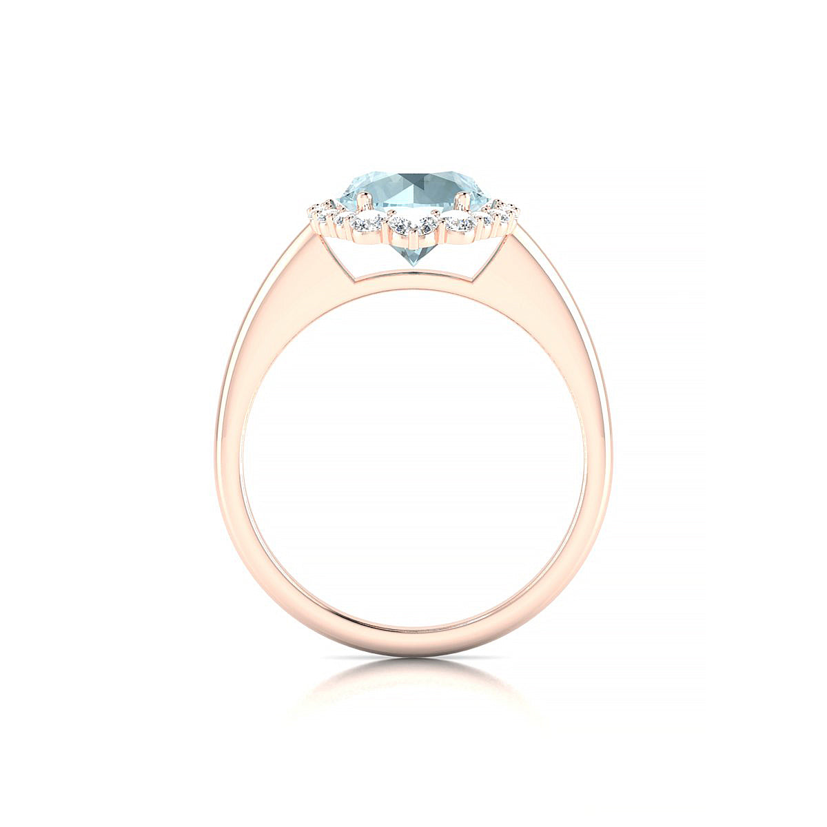 Romance | 18k Rose Gold 8 mm Round Aquamarine Ring