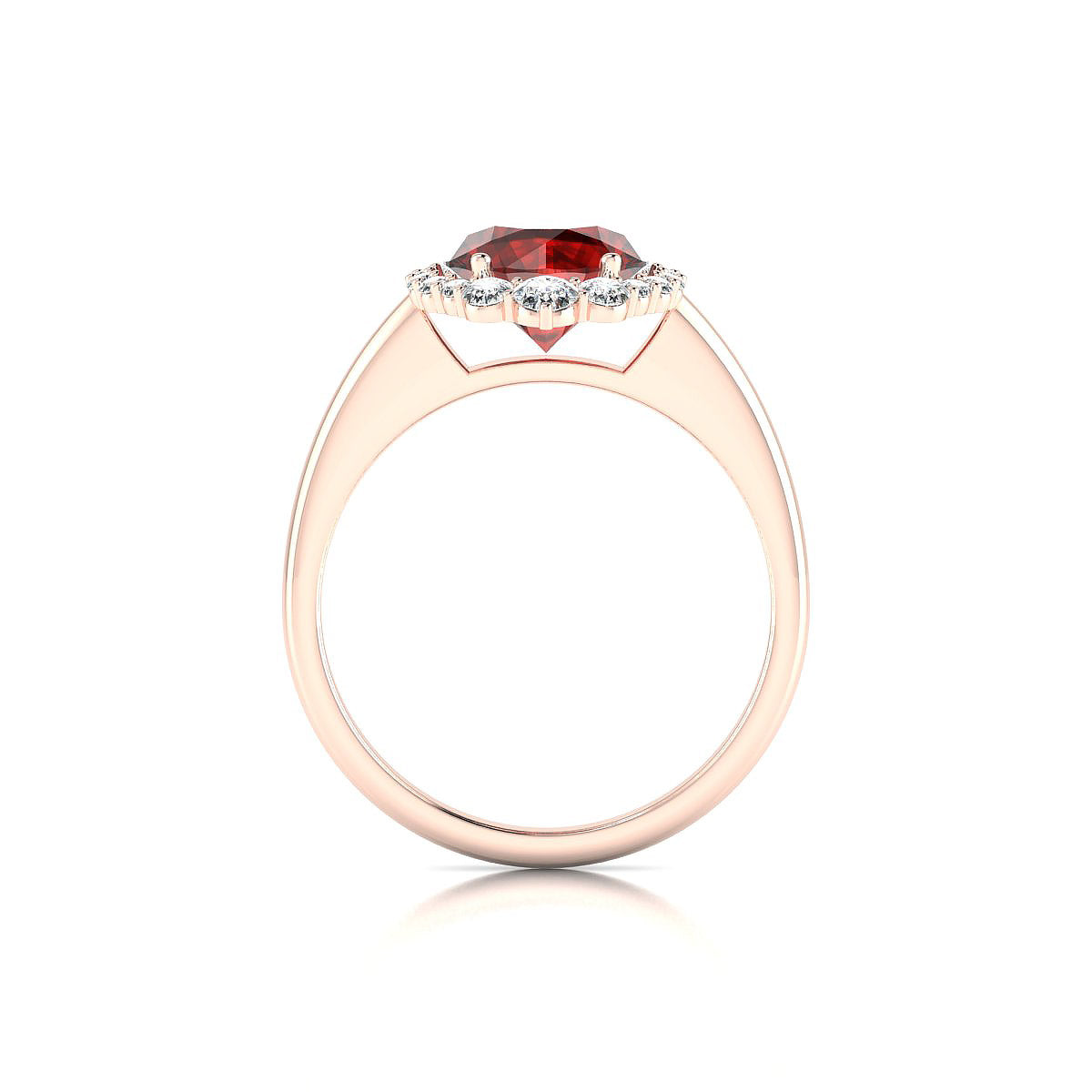 Romance | 18k Rose Gold 8 mm Round Garnet Ring