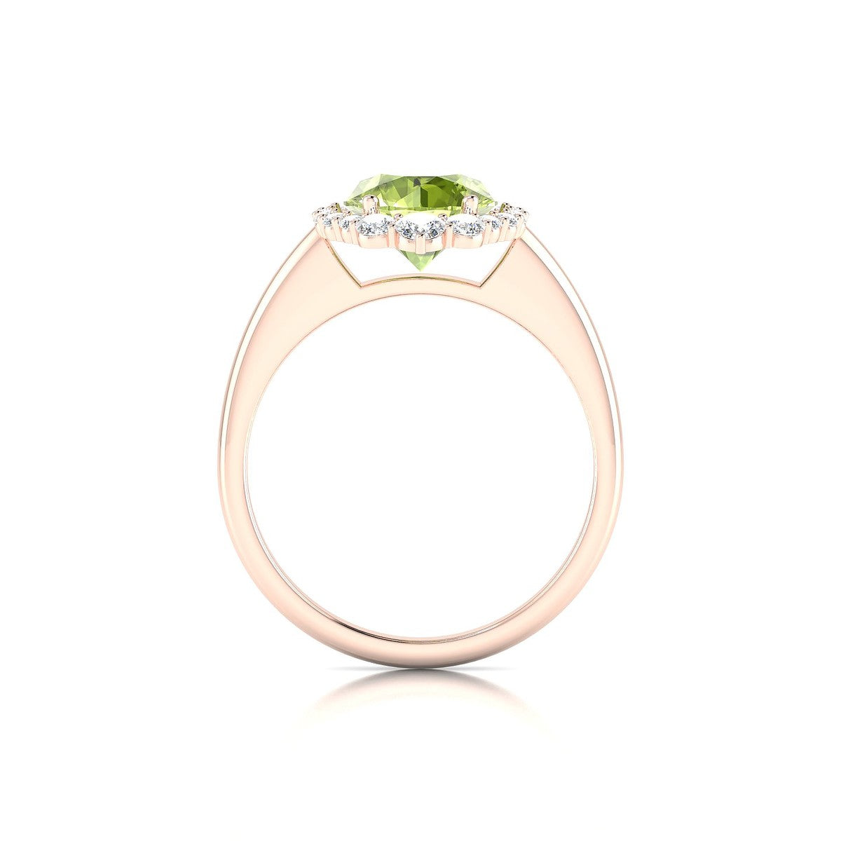 Romance | 18k Rose Gold 8 mm Round Peridot Ring