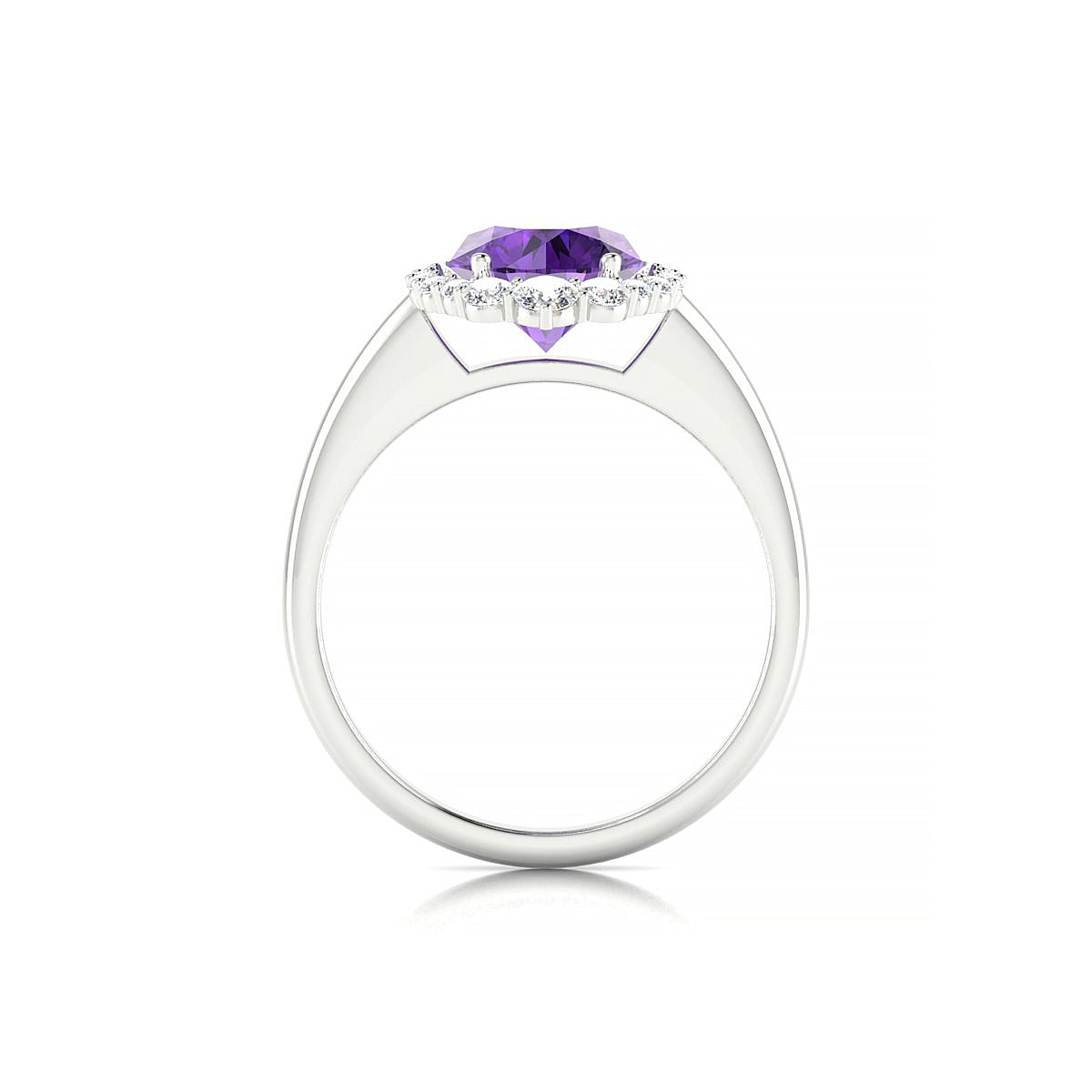 Romance | 18k White Gold 8 mm Round Amethyst Ring