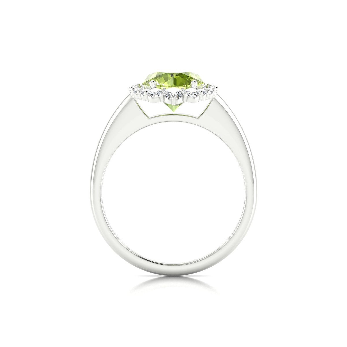 Romance | 18k White Gold 8 mm Round Peridot Ring
