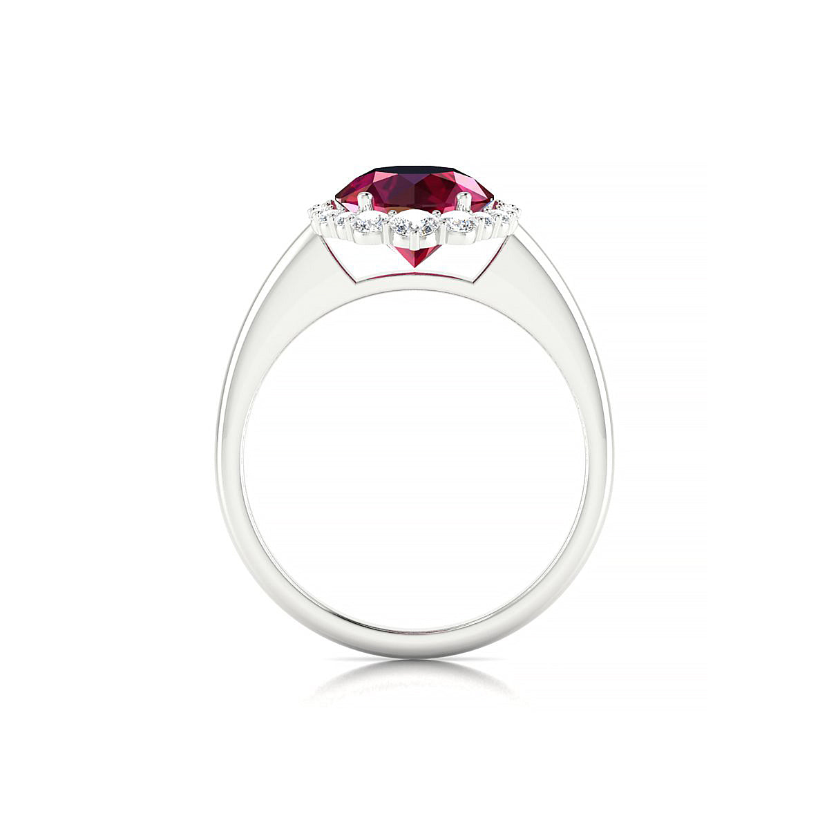 Romance | 18k White Gold 8 mm Round Ruby Ring