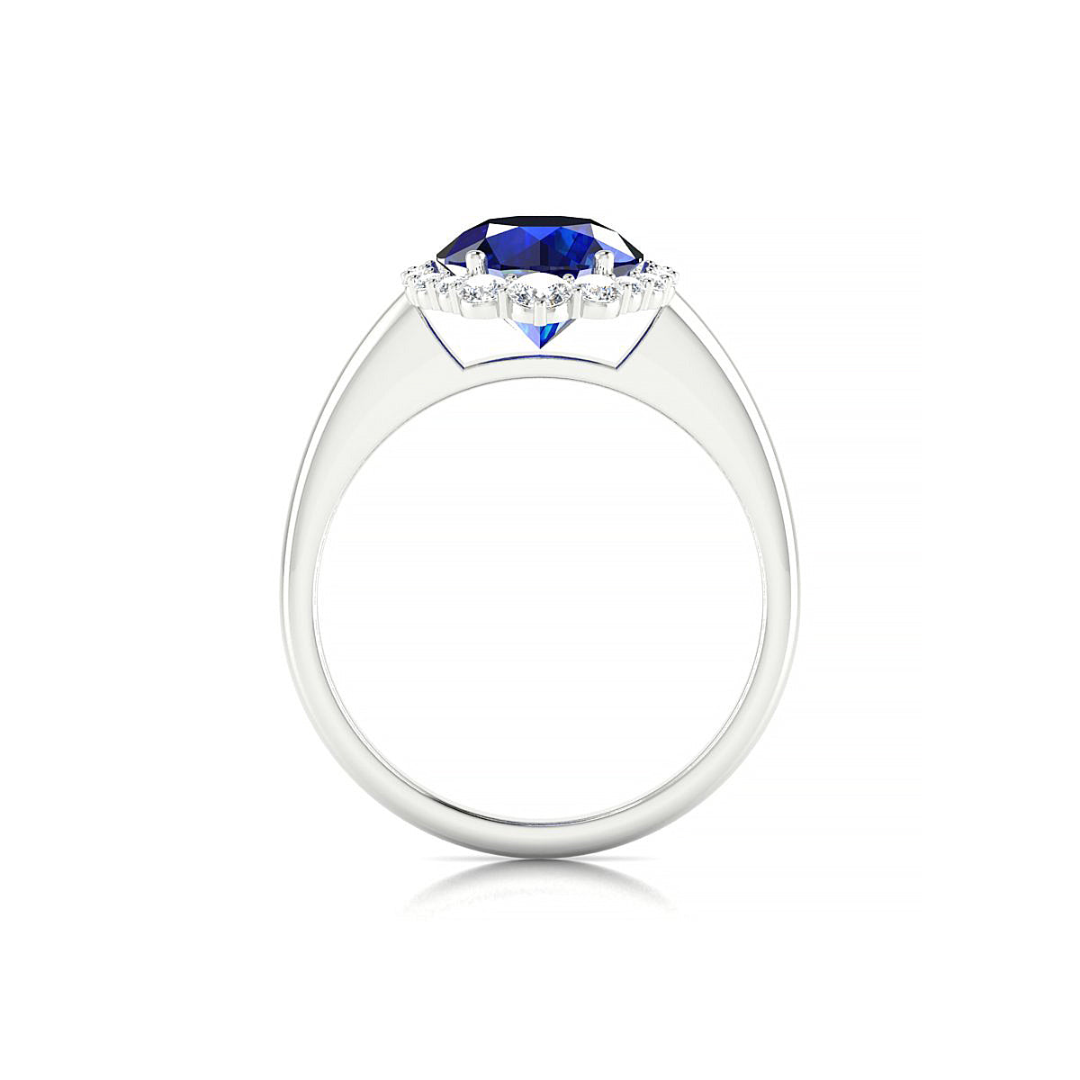 Romance | 18k White Gold 8 mm Round Sapphire Ring